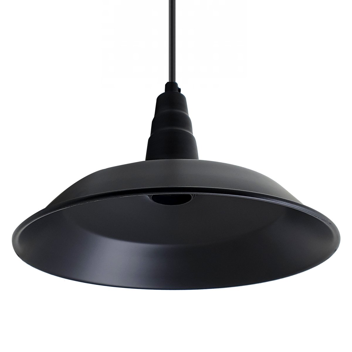Retro Metal Pendant Lampshade in black, showcasing vintage industrial design for stylish lighting.