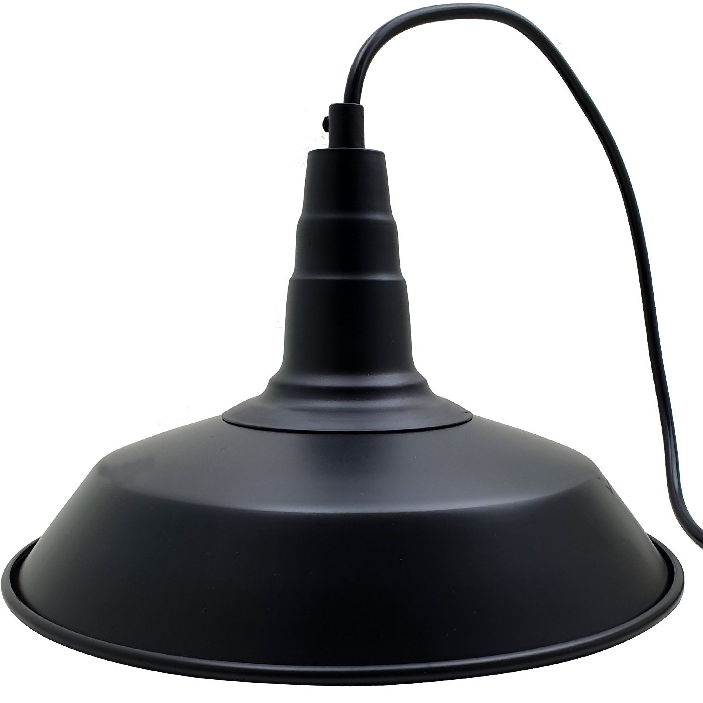 Retro Metal Pendant Lampshade in black, showcasing vintage industrial design for stylish lighting.