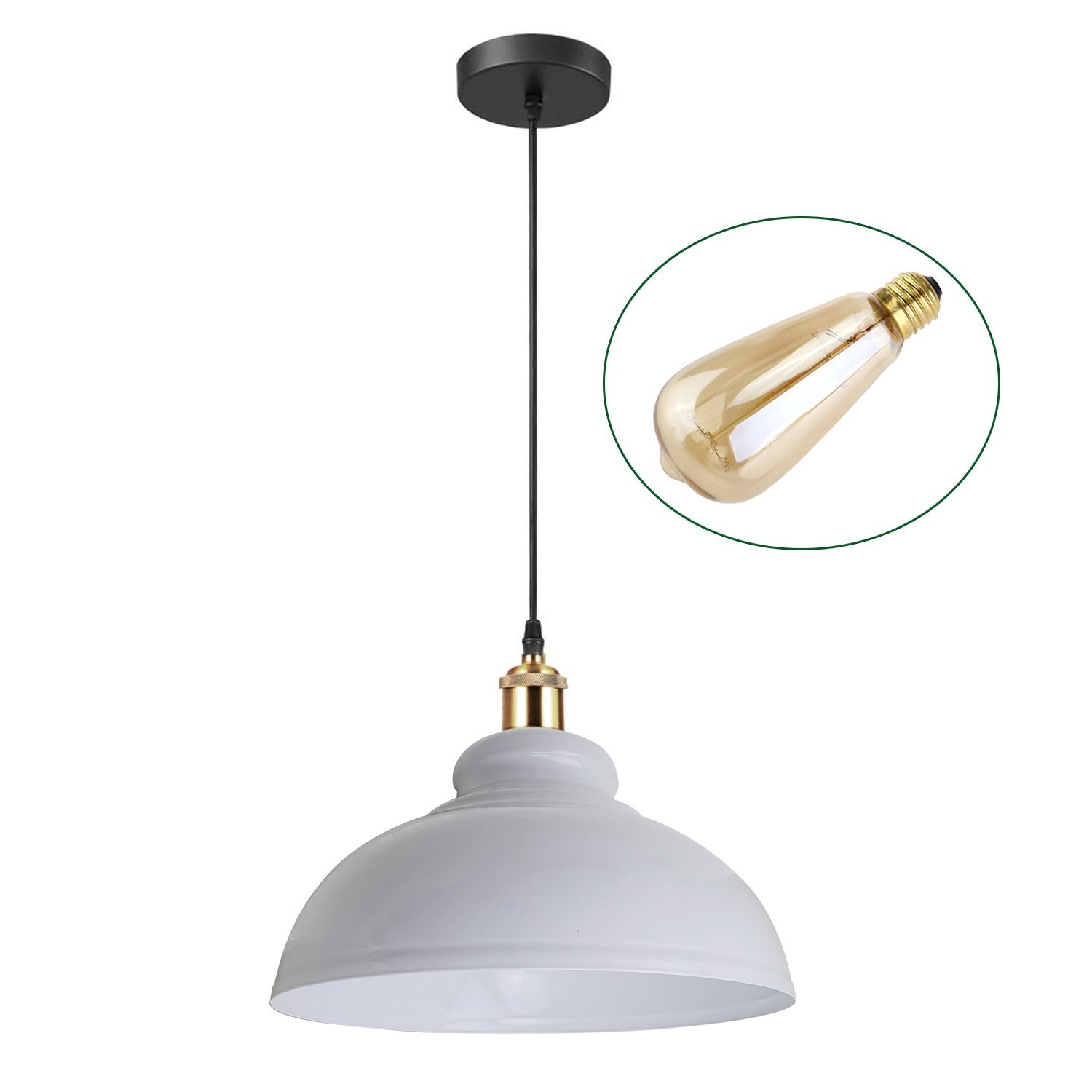 Retro pendant light shade in vibrant colors, showcasing a sleek dome design suitable for vintage industrial decor.