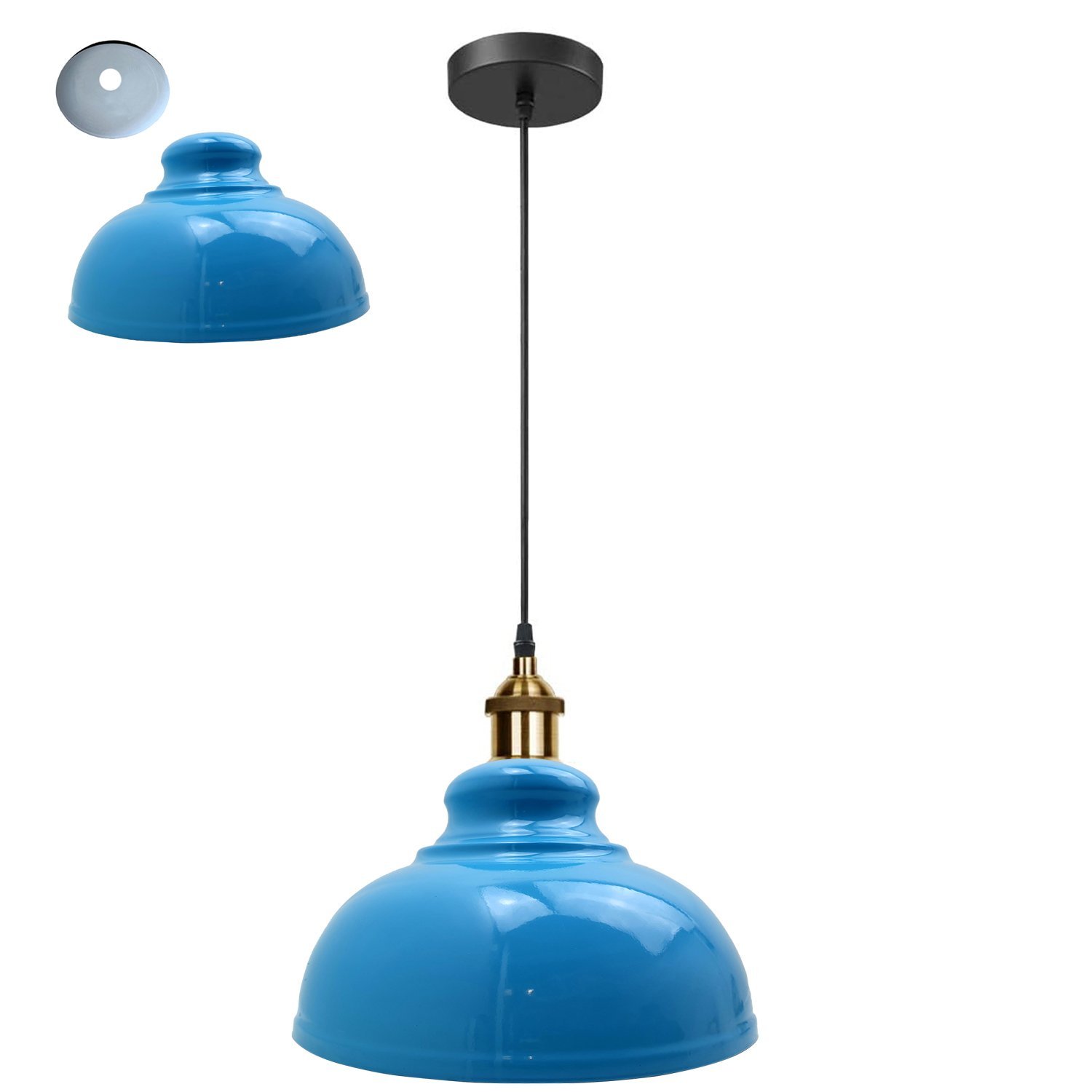 Retro pendant light shade in vibrant colors, showcasing a sleek dome design suitable for vintage industrial decor.