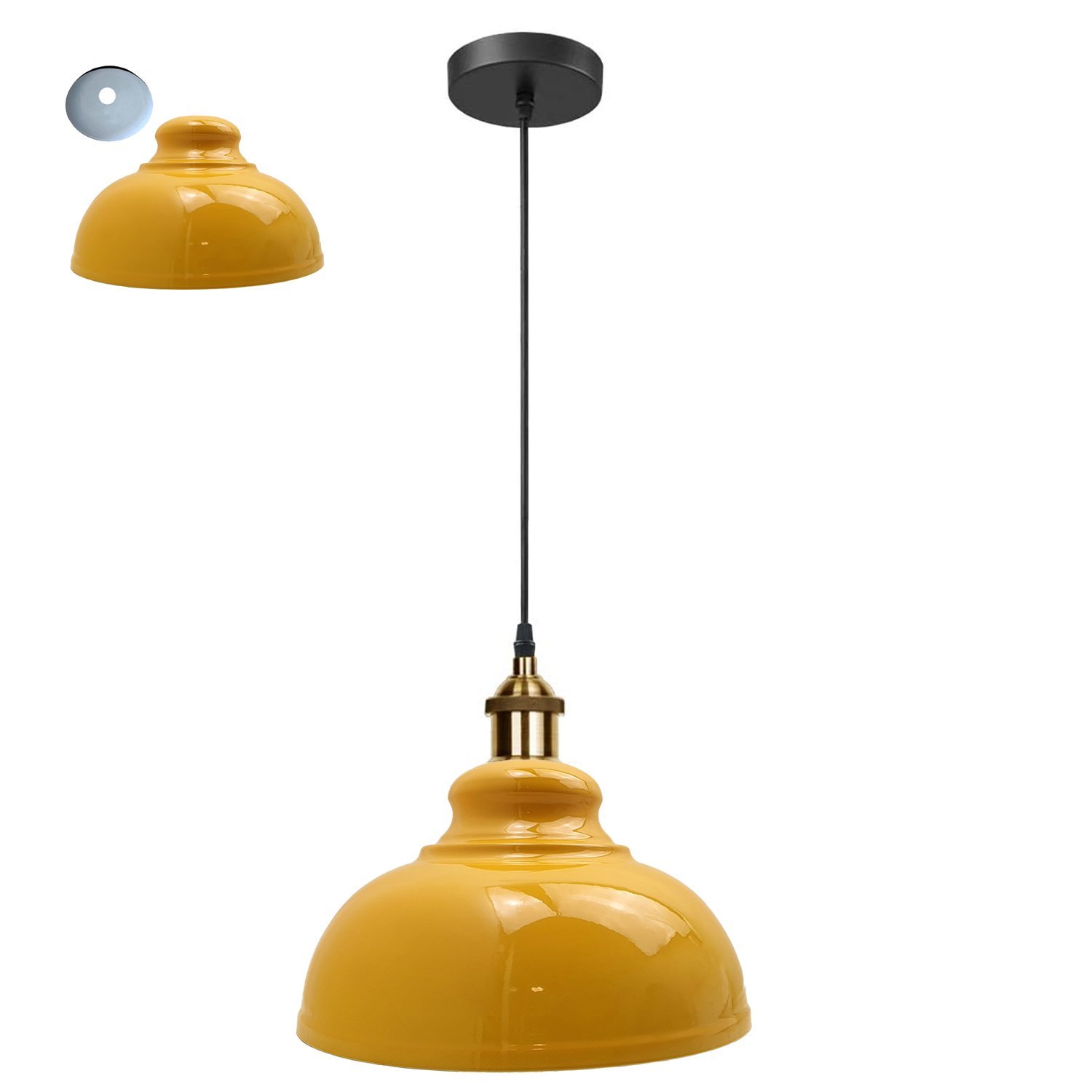 Retro pendant light shade in vibrant colors, showcasing a sleek dome design suitable for vintage industrial decor.