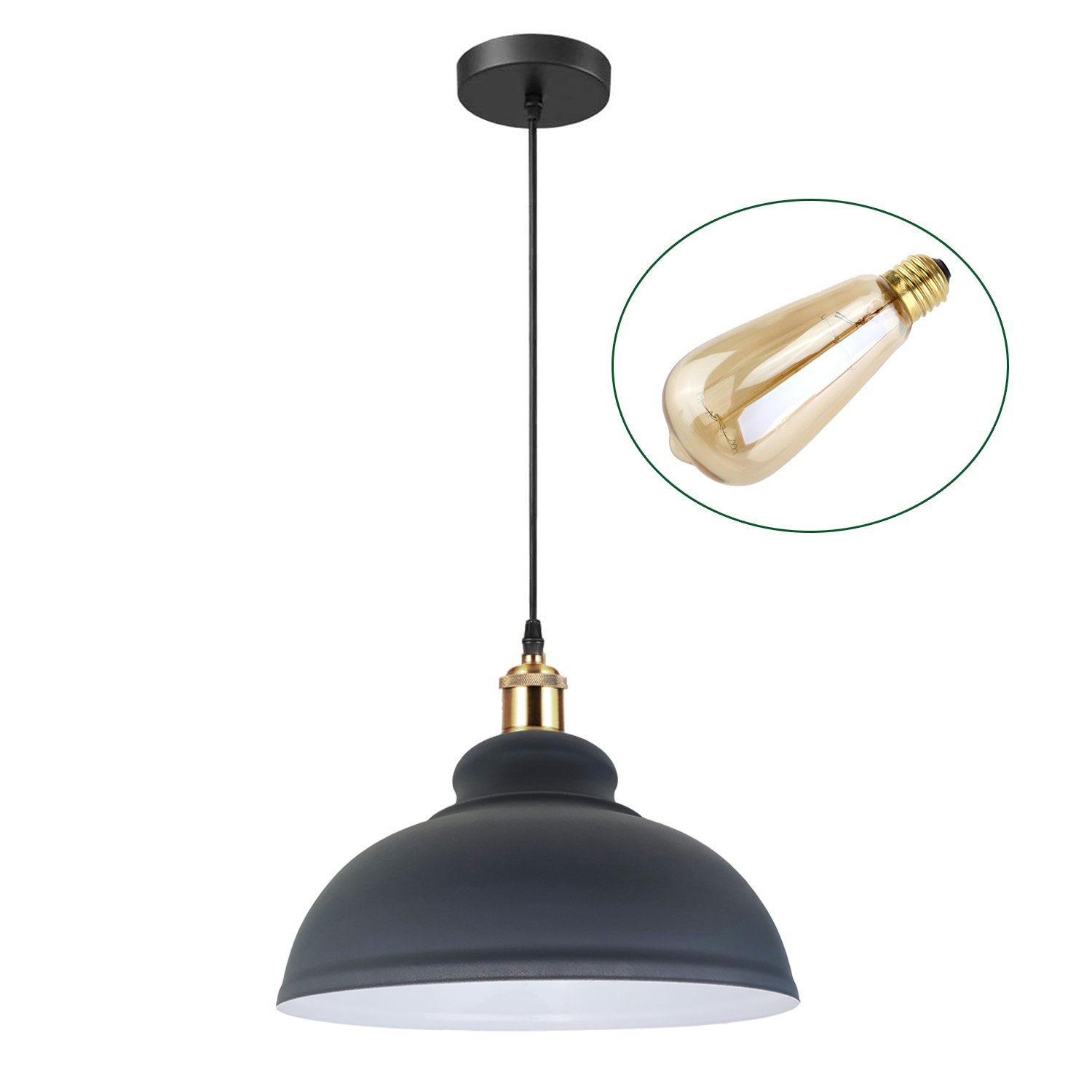 Retro pendant light shade in vibrant colors, showcasing a sleek dome design suitable for vintage industrial decor.