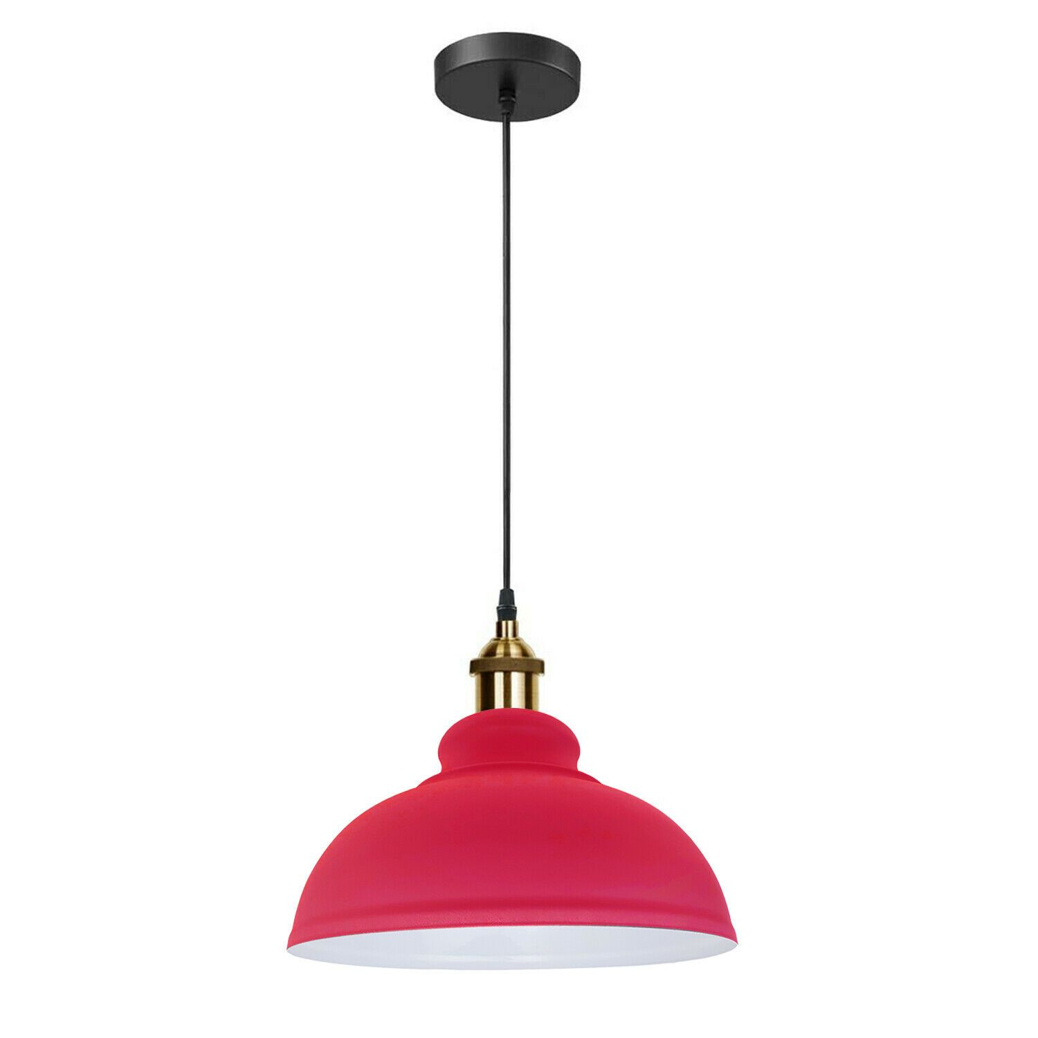 Retro pendant light shade in vibrant colors, showcasing a sleek dome design suitable for vintage industrial decor.