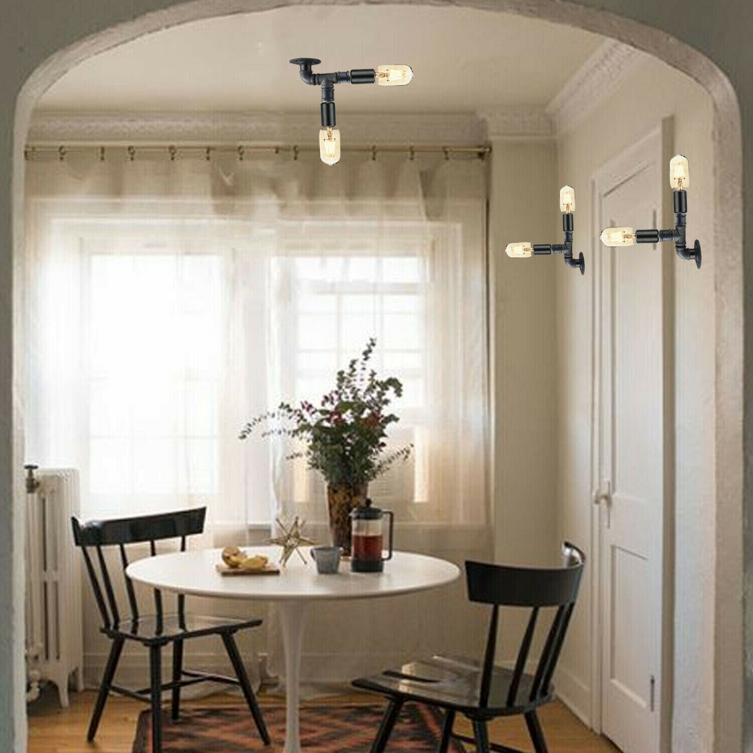 Retro Pip Wall Ceiling Lamp featuring vintage industrial design, made of premium metal, ideal for indoor lighting.