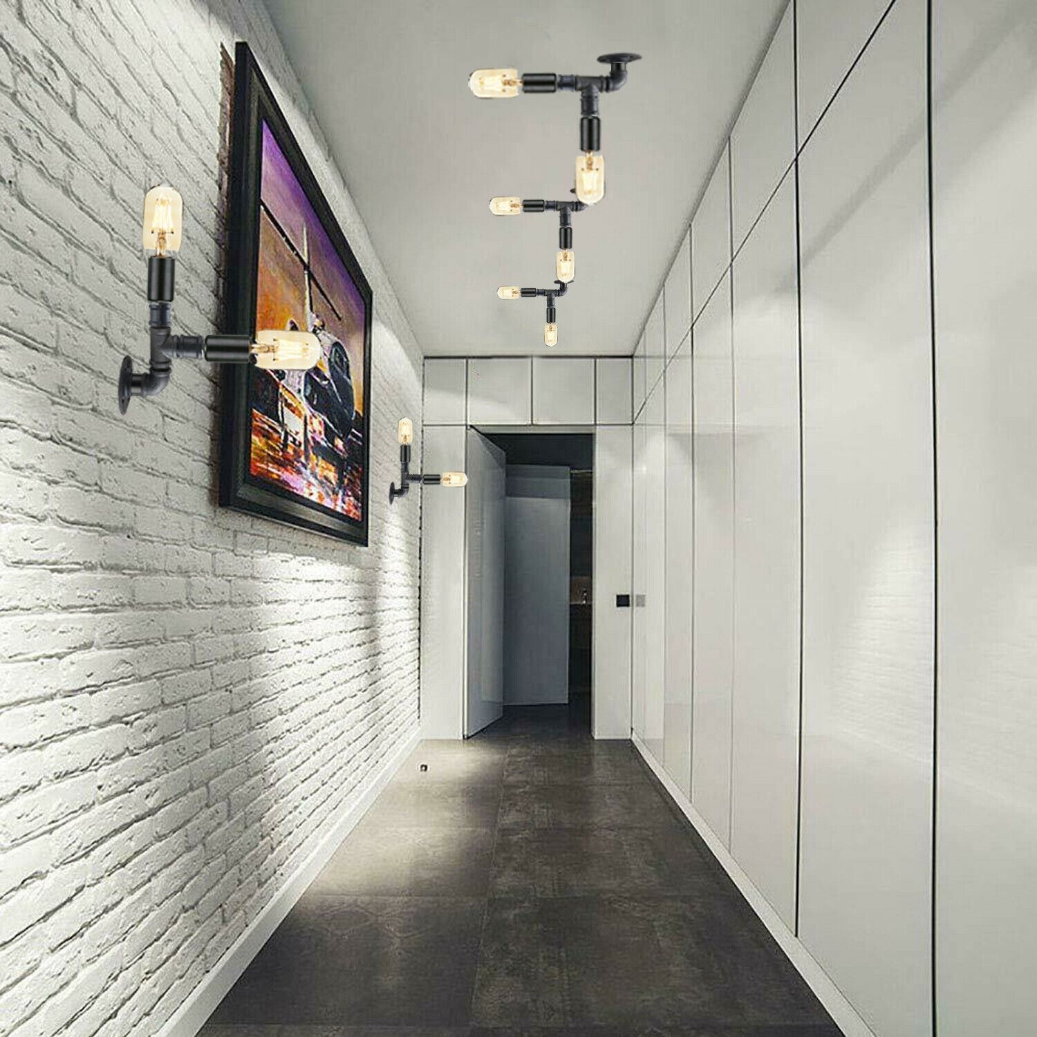 Retro Pip Wall Ceiling Lamp featuring vintage industrial design, made of premium metal, ideal for indoor lighting.