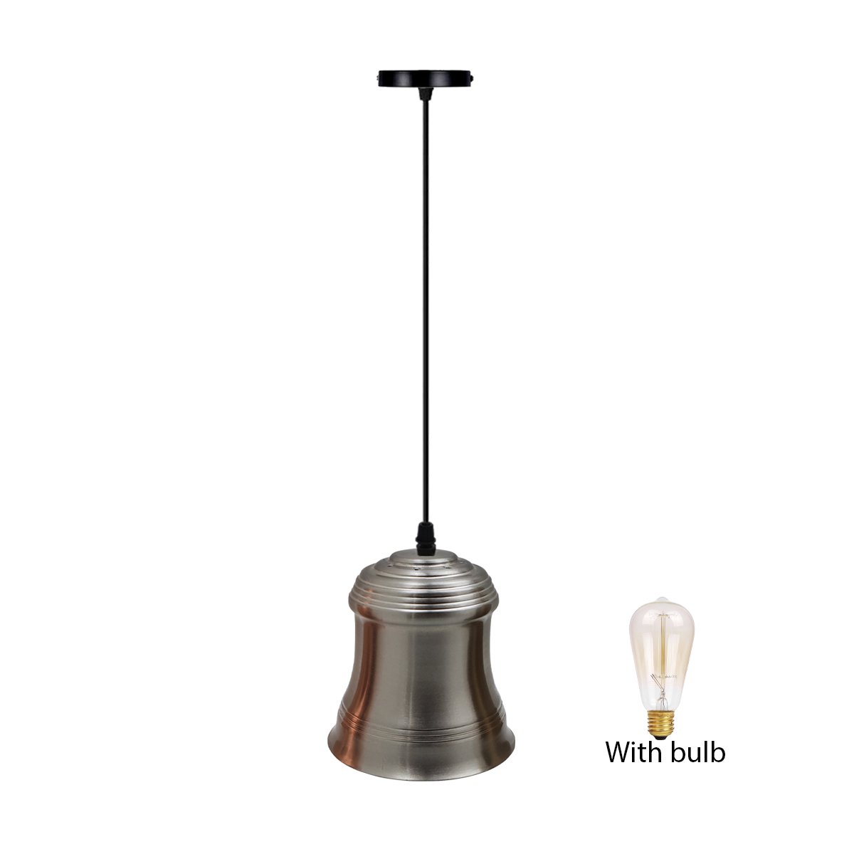 Retro Style Pendant Light in Satin Nickel with E27 base, showcasing its elegant design and high-quality materials.