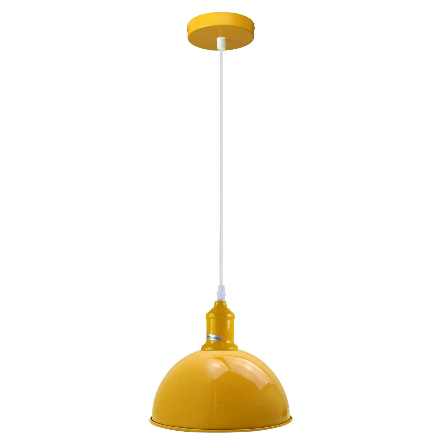 Retro Vibes Yellow Metal Dome Pendant light showcasing a vibrant yellow finish and modern design, perfect for contemporary spaces.