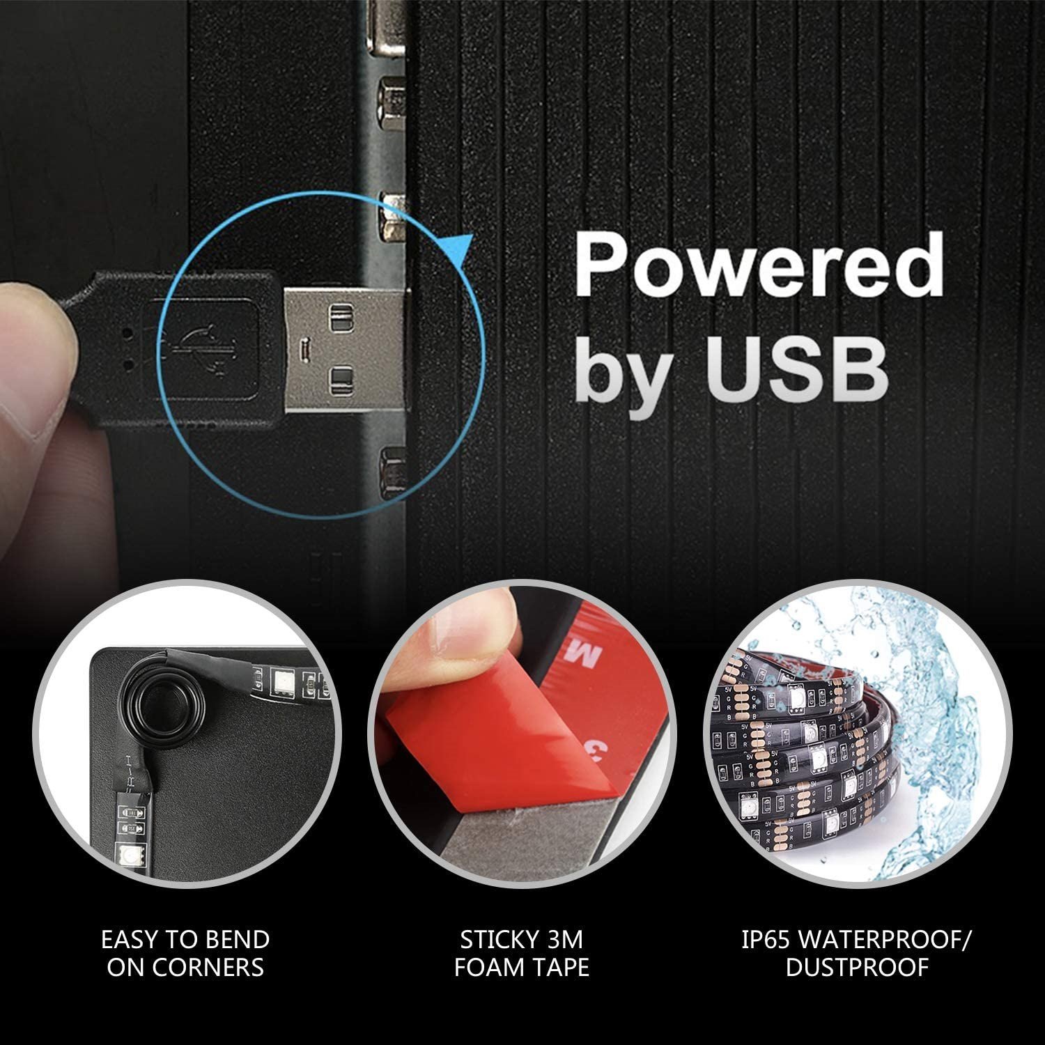 RGB TV LED Backlight Strip showcasing vibrant colors and Bluetooth control, ideal for enhancing home entertainment.