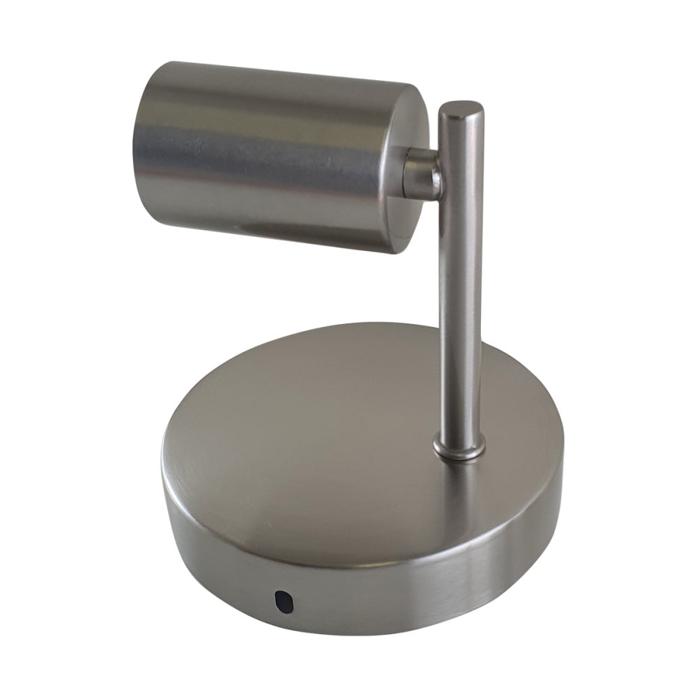 Satin Nickel Metal Iron Wall Sconce Light Fixture showcasing industrial retro design with a sleek finish and white interior.