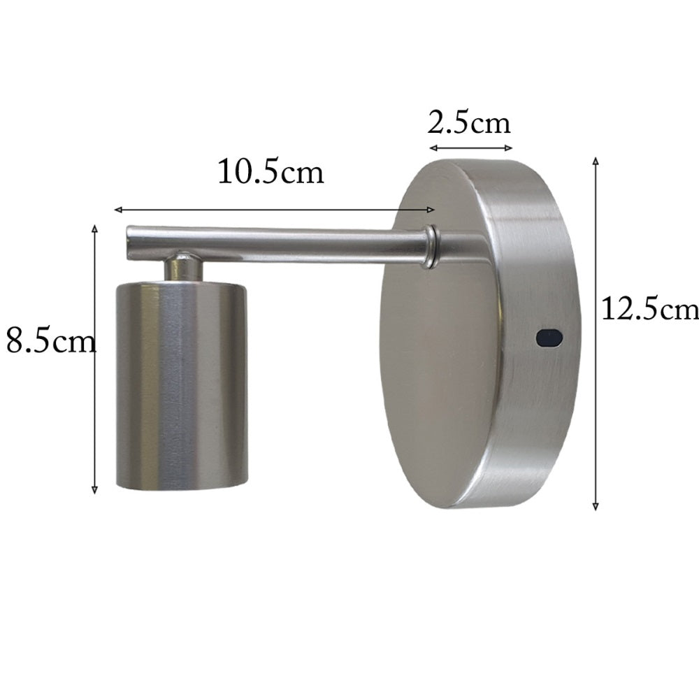 Satin Nickel Metal Iron Wall Sconce Light Fixture showcasing industrial retro design with a sleek finish and white interior.