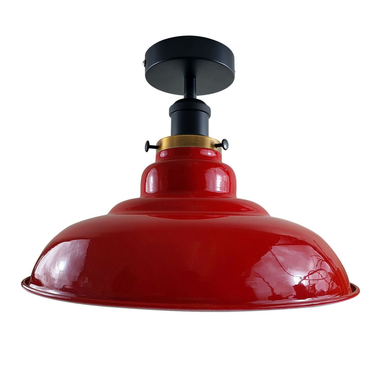 Antique style semi flush mount ceiling lamp with a metal finish, showcasing its elegant design and available colors.