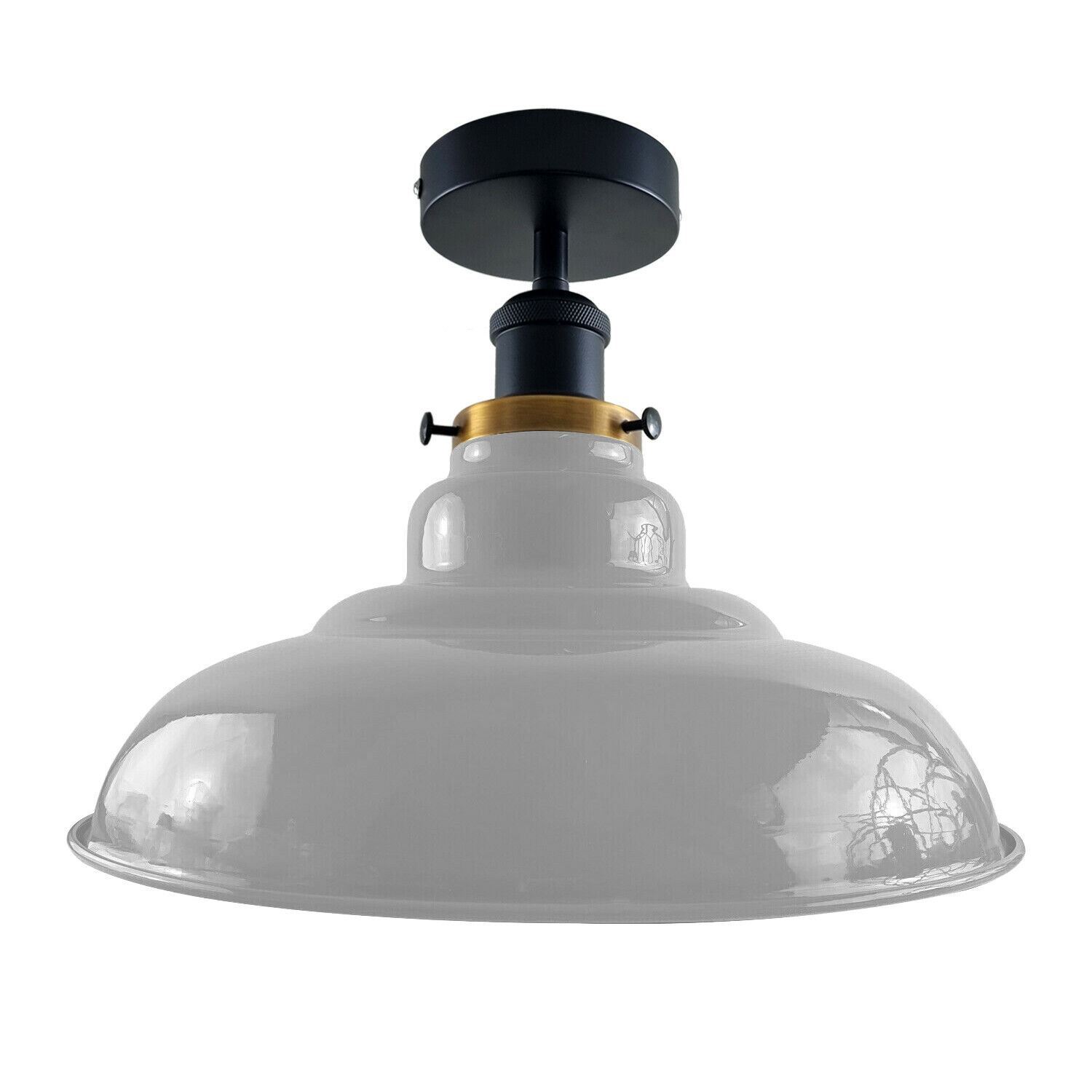 Antique style semi flush mount ceiling lamp with a metal finish, showcasing its elegant design and available colors.