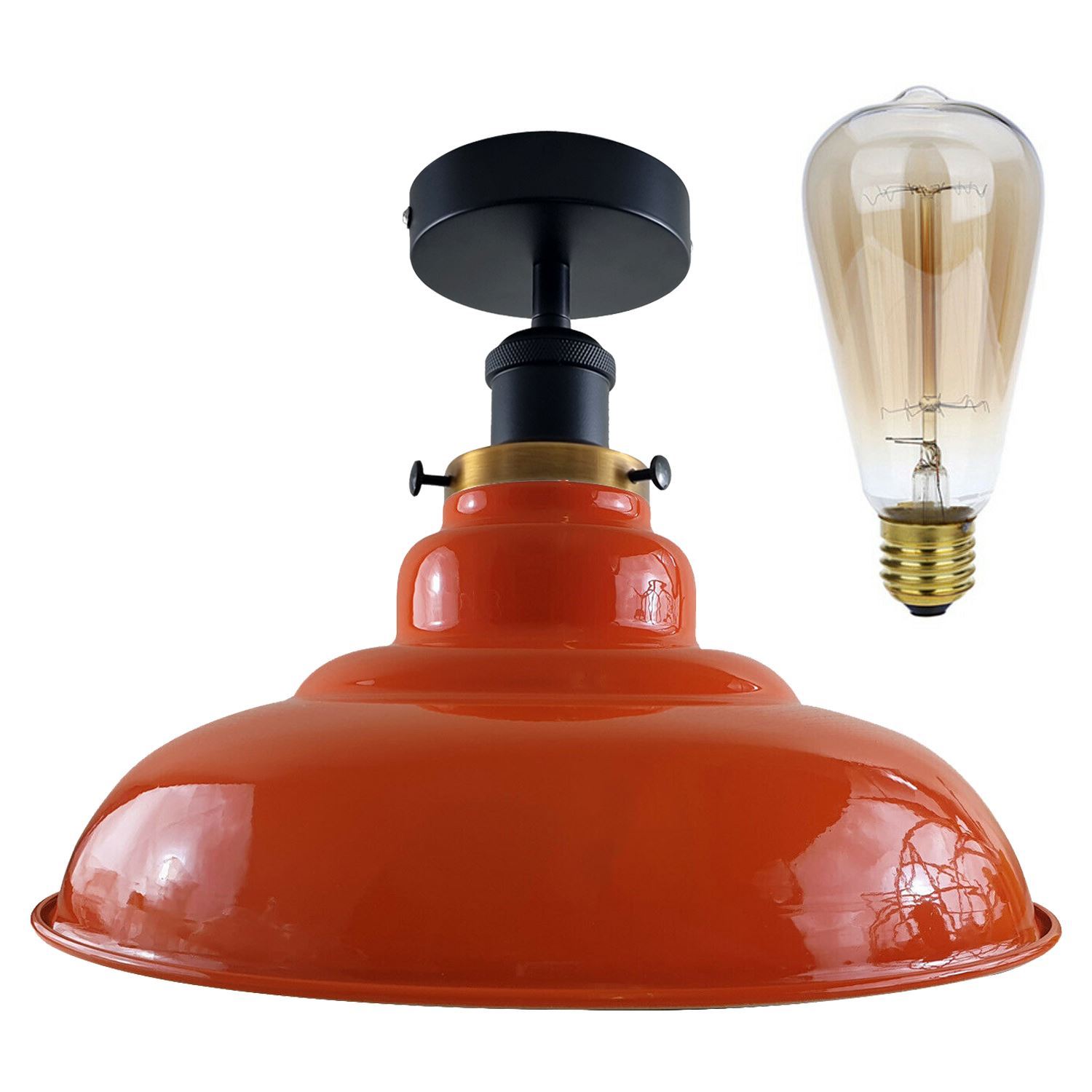 Antique style semi flush mount ceiling lamp with a metal finish, showcasing its elegant design and available colors.