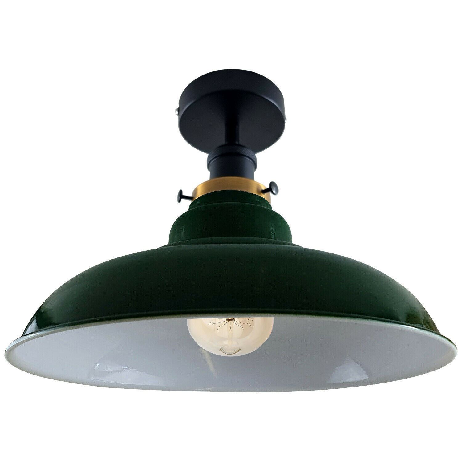 Antique style semi flush mount ceiling lamp with a metal finish, showcasing its elegant design and available colors.