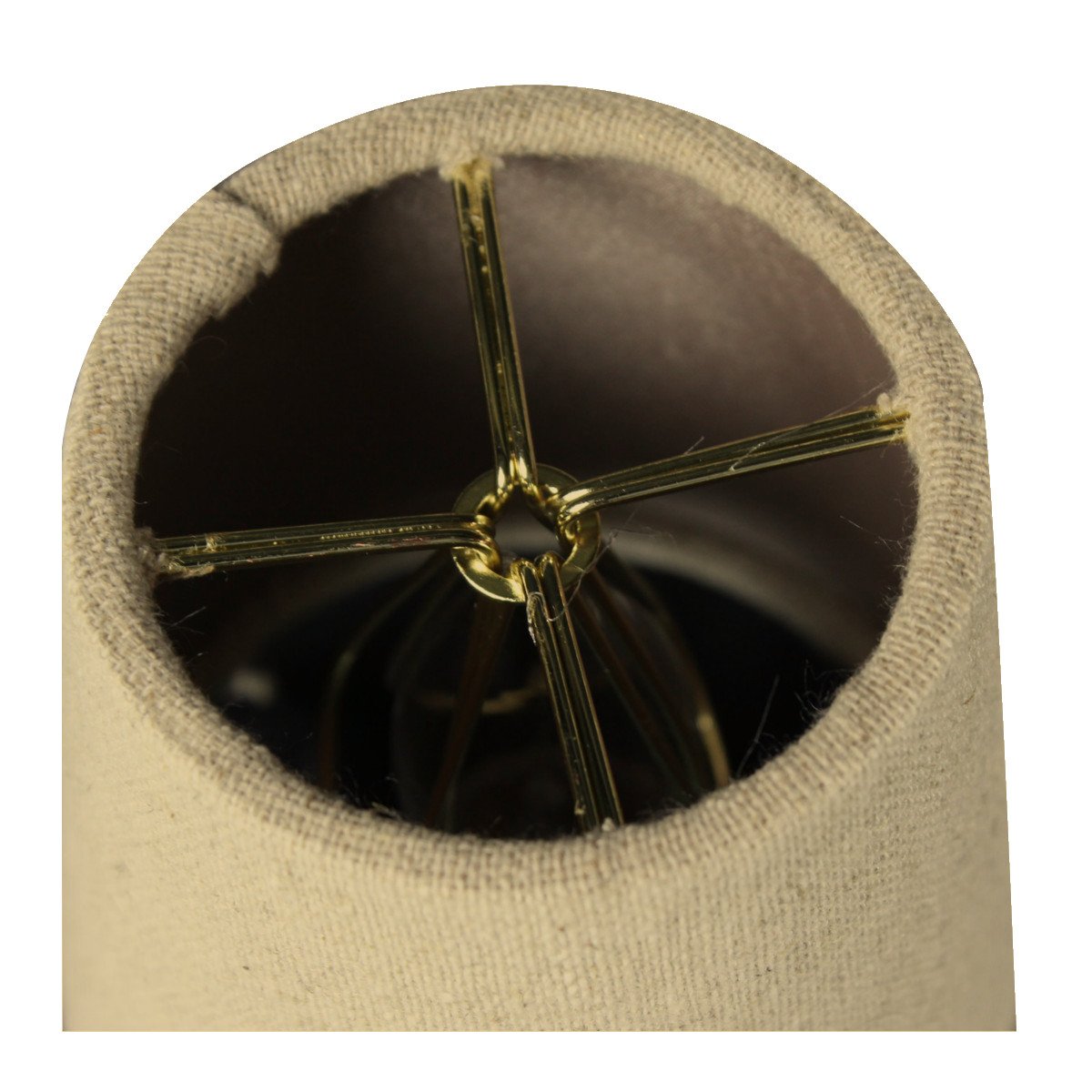 Set of 6 elegant chandelier clip-on lampshades made from premium sand linen fabric, featuring durable brass and steel frames.