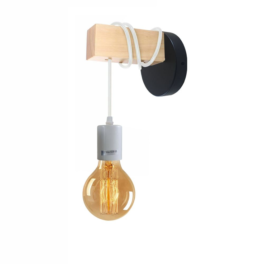 Small wall light fixture in industrial farmhouse style, featuring a metal design and E27 lamp base, available in multiple colors.