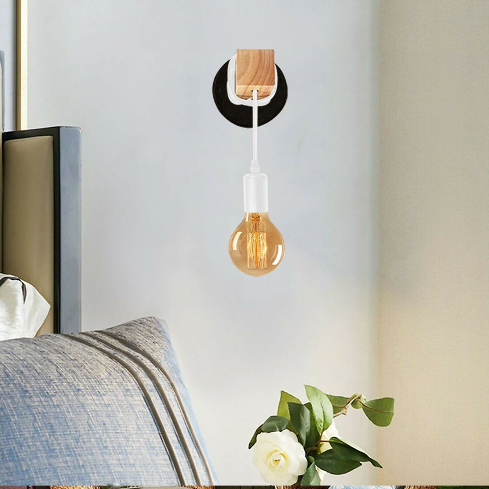 Small wall light fixture in industrial farmhouse style, featuring a metal design and E27 lamp base, available in multiple colors.