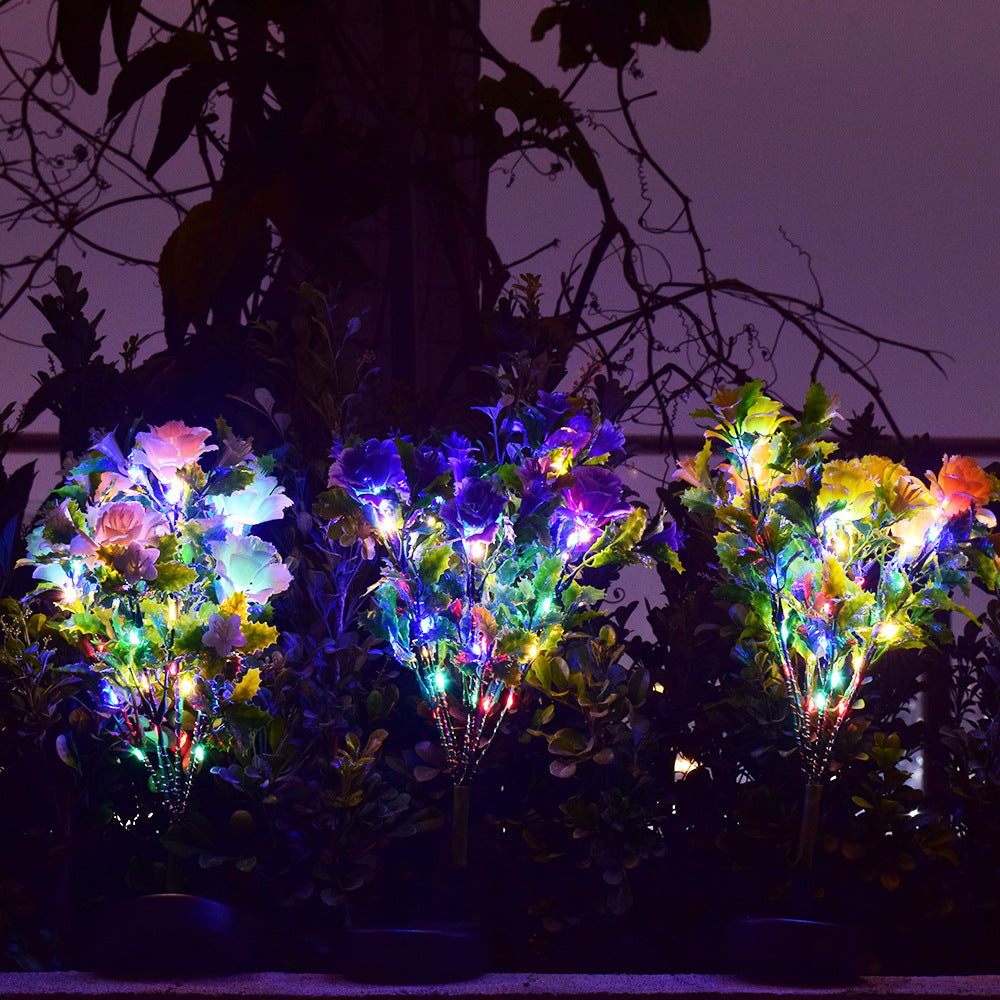 Solar Light LED Waterproof Landscape Decorative Lamp in a charming carnation shape, showcasing its vibrant colors and durable design for outdoor use.