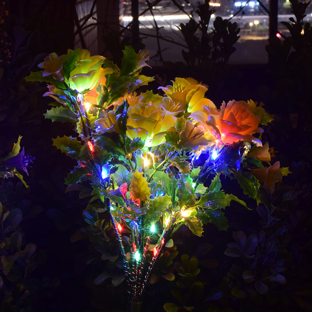 Solar Light LED Waterproof Landscape Decorative Lamp in a charming carnation shape, showcasing its vibrant colors and durable design for outdoor use.
