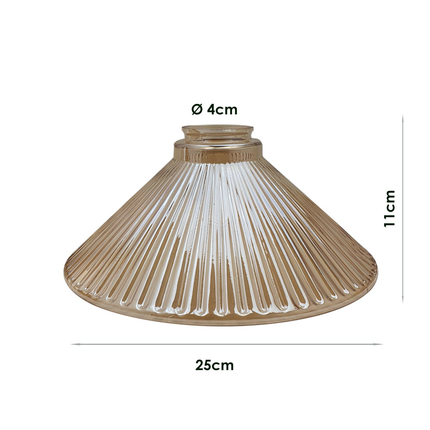 Vintage amber glass ceiling pendant light lampshade in a cone shape, showcasing its industrial style and warm glow.