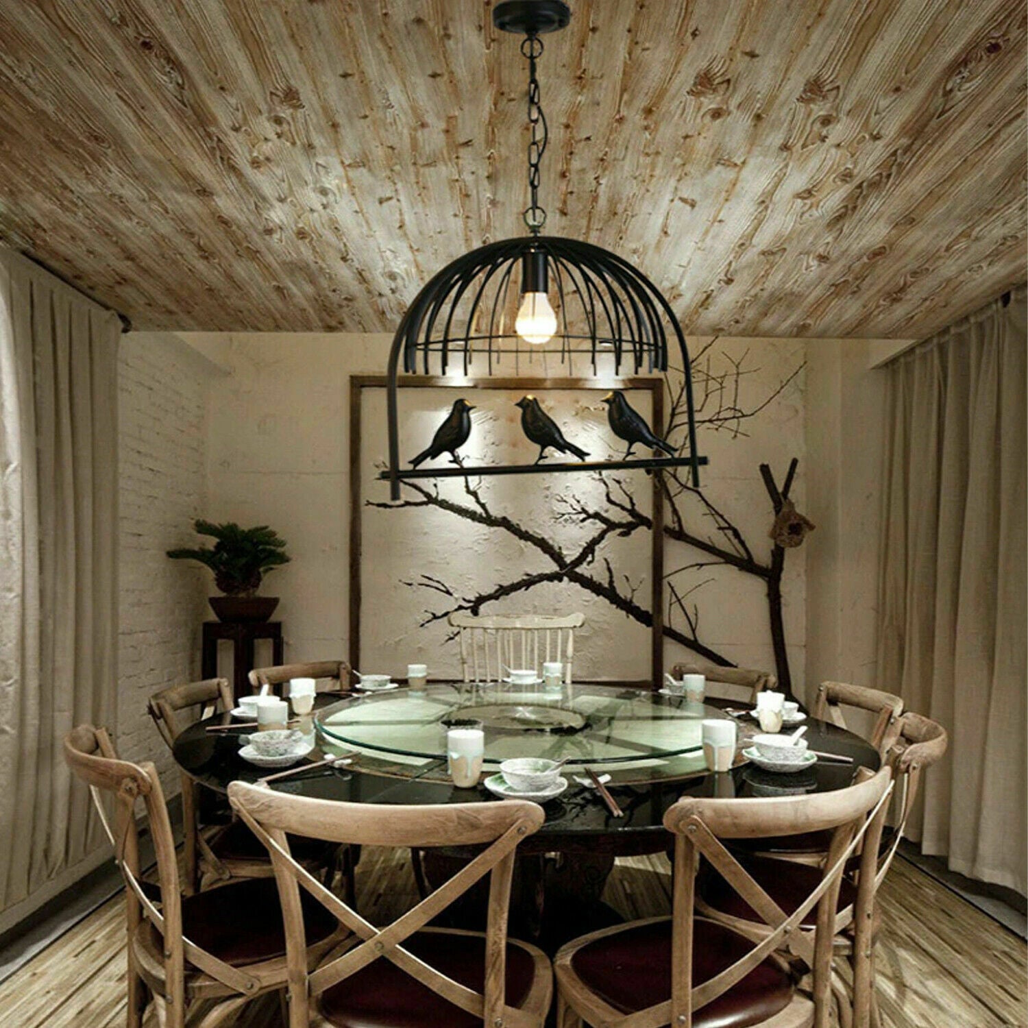 Vintage Bird Cage Chandelier Pendant Light showcasing intricate design and elegant finish, perfect for home decor.