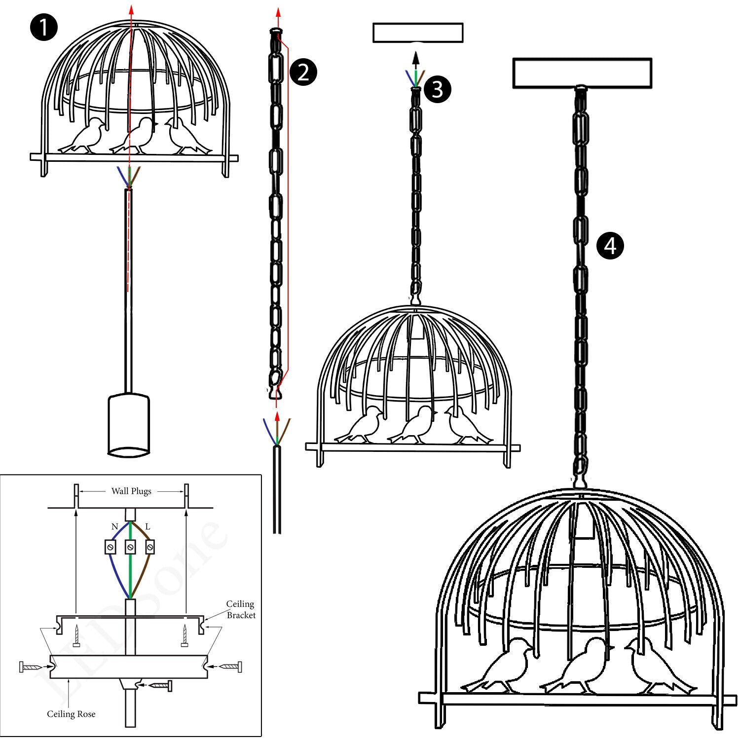 Vintage Bird Cage Chandelier Pendant Light showcasing intricate design and elegant finish, perfect for home decor.