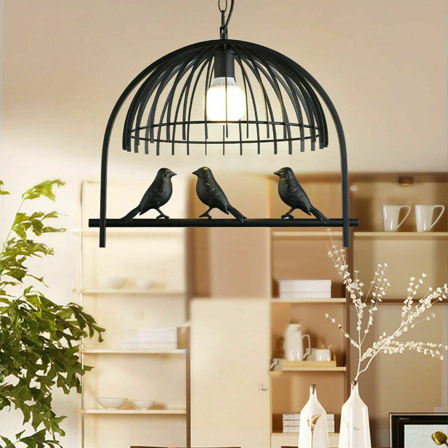 Vintage Bird Cage Chandelier Pendant Light showcasing intricate design and elegant finish, perfect for home decor.