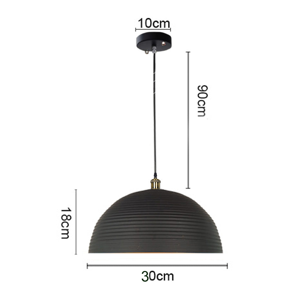 Vintage black metal lampshade pendant light with industrial design, perfect for restaurants and diners.