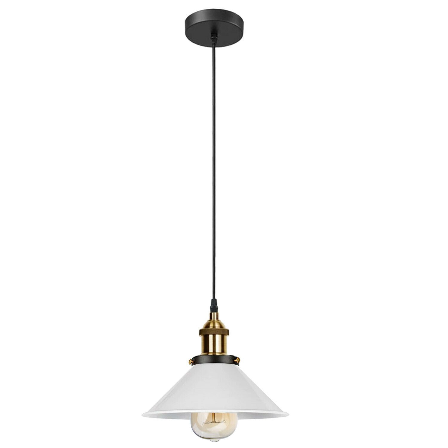 Vintage E27 Ceiling Pendant Light in various colors, showcasing its industrial design and stylish lampshade.