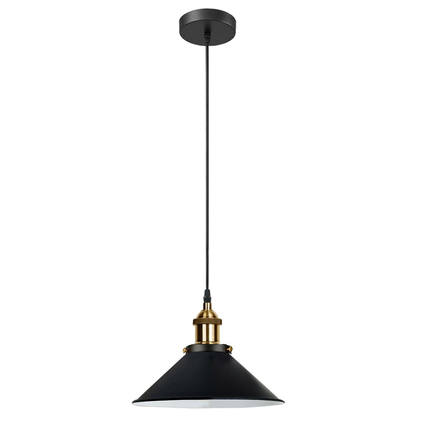 Vintage E27 Ceiling Pendant Light in various colors, showcasing its industrial design and stylish lampshade.