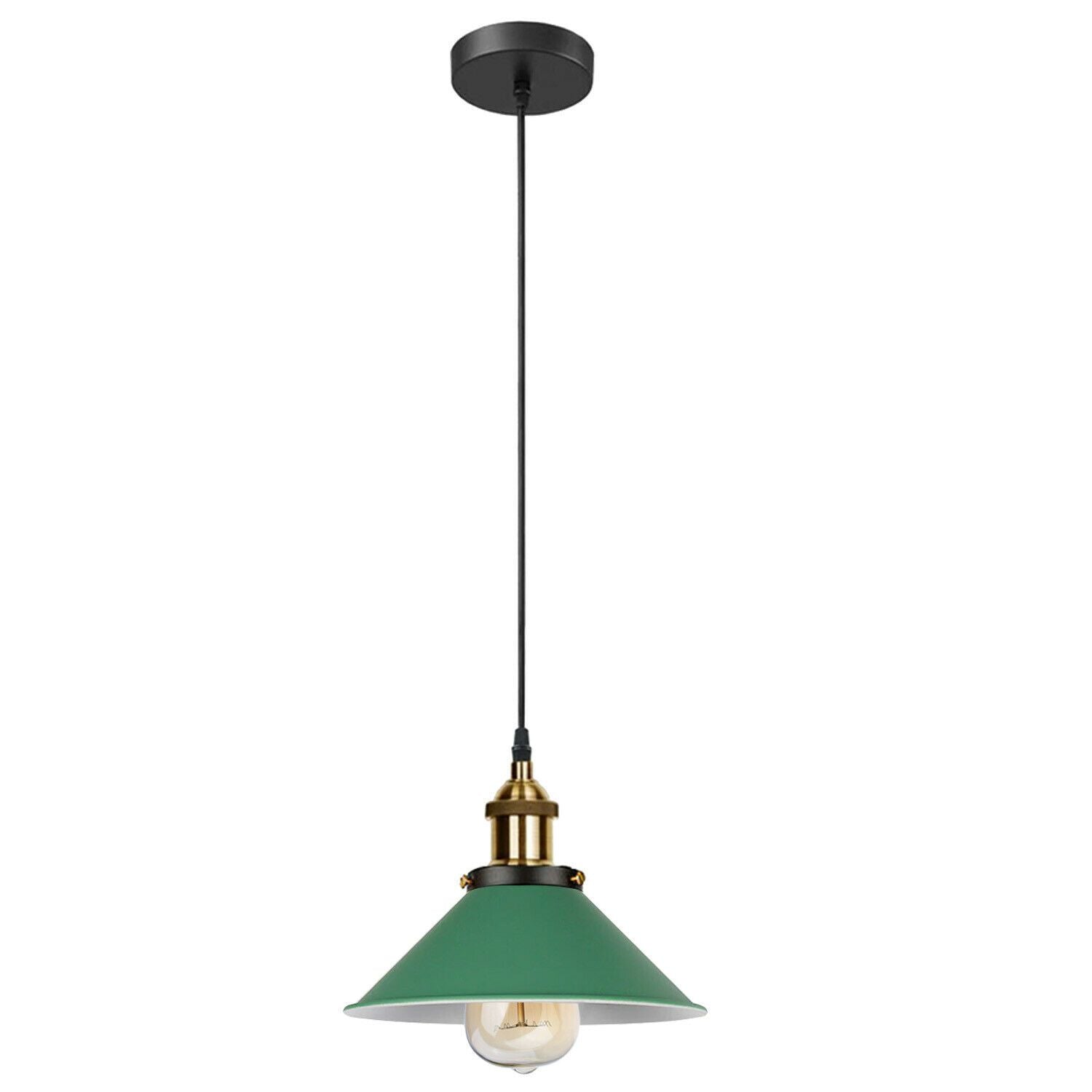 Vintage E27 Ceiling Pendant Light in various colors, showcasing its industrial design and stylish lampshade.