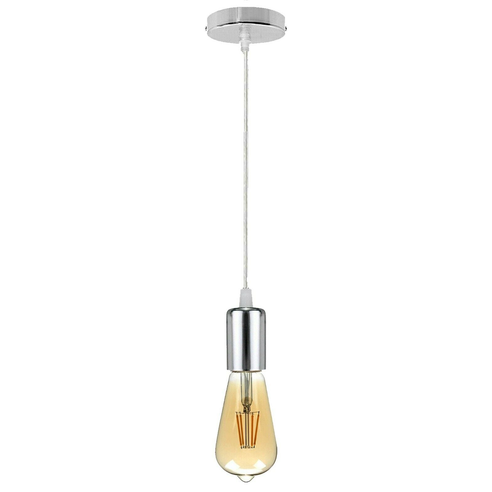 Vintage E27 Fitting Suspension Light Base in chrome finish, showcasing its elegant design and compatibility with E27 bulbs.