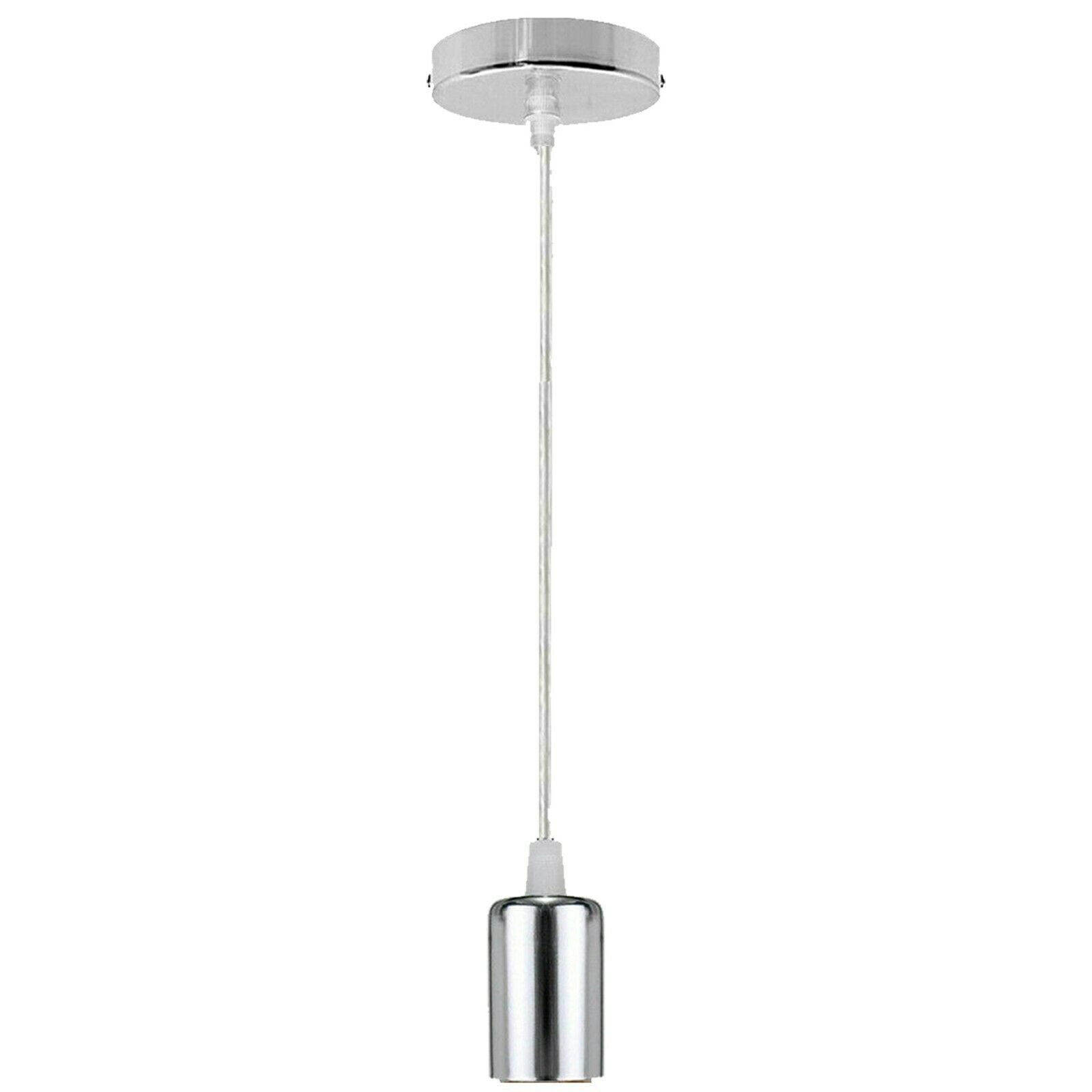 Vintage E27 Fitting Suspension Light Base in chrome finish, showcasing its elegant design and compatibility with E27 bulbs.
