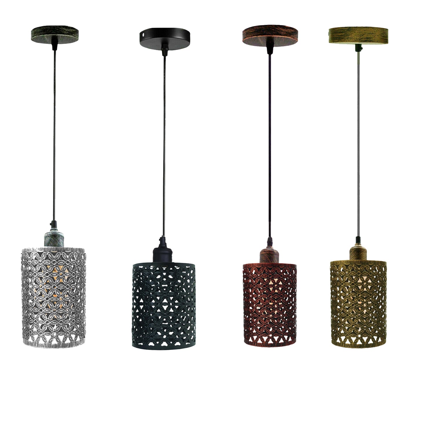 Vintage Industrial Barrel Cage Ceiling Pendant Light showcasing a retro design with a metal cage and E27 lamp base.
