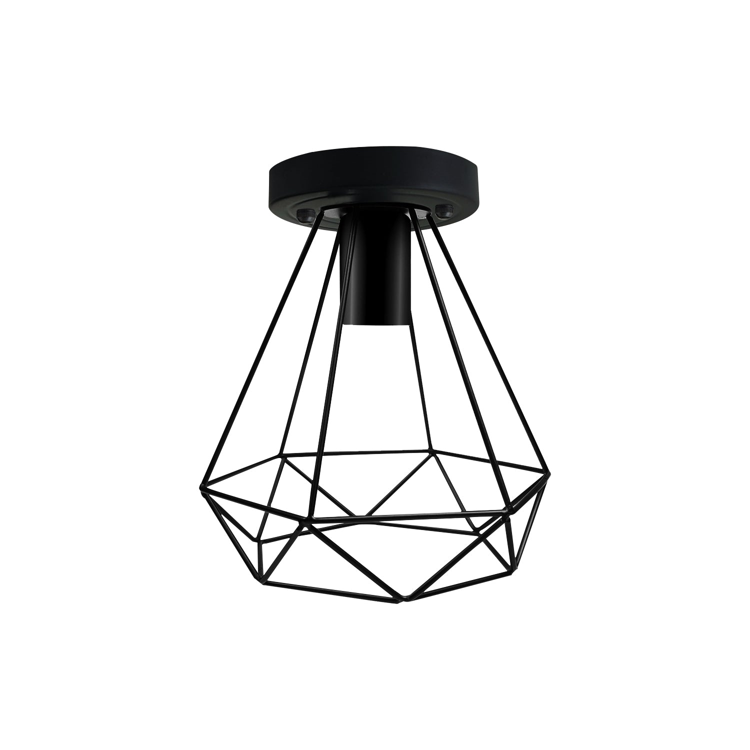 Vintage Industrial Black Metal Indoor Flush Mount Ceiling Light showcasing its elegant design and sturdy metal construction.