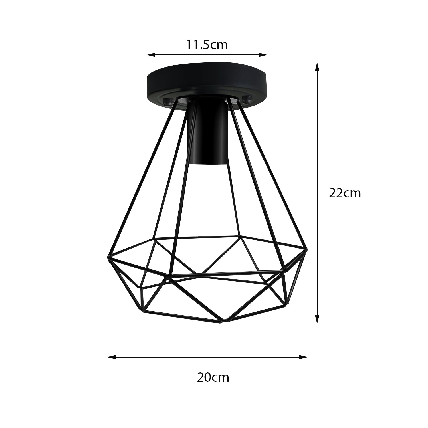 Vintage Industrial Black Metal Indoor Flush Mount Ceiling Light showcasing its elegant design and sturdy metal construction.