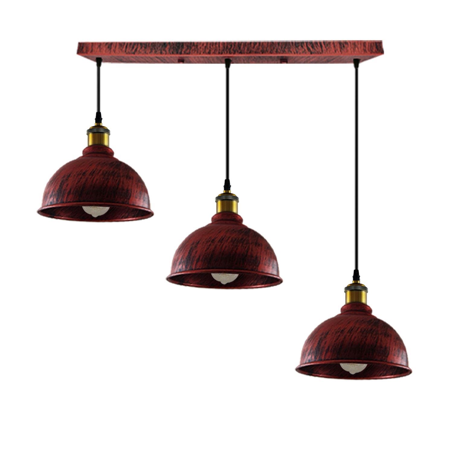 Vintage Industrial Brushed Copper Indoor Hanging Adjustable Pendant with three light shades and adjustable cables, showcasing its elegant design.