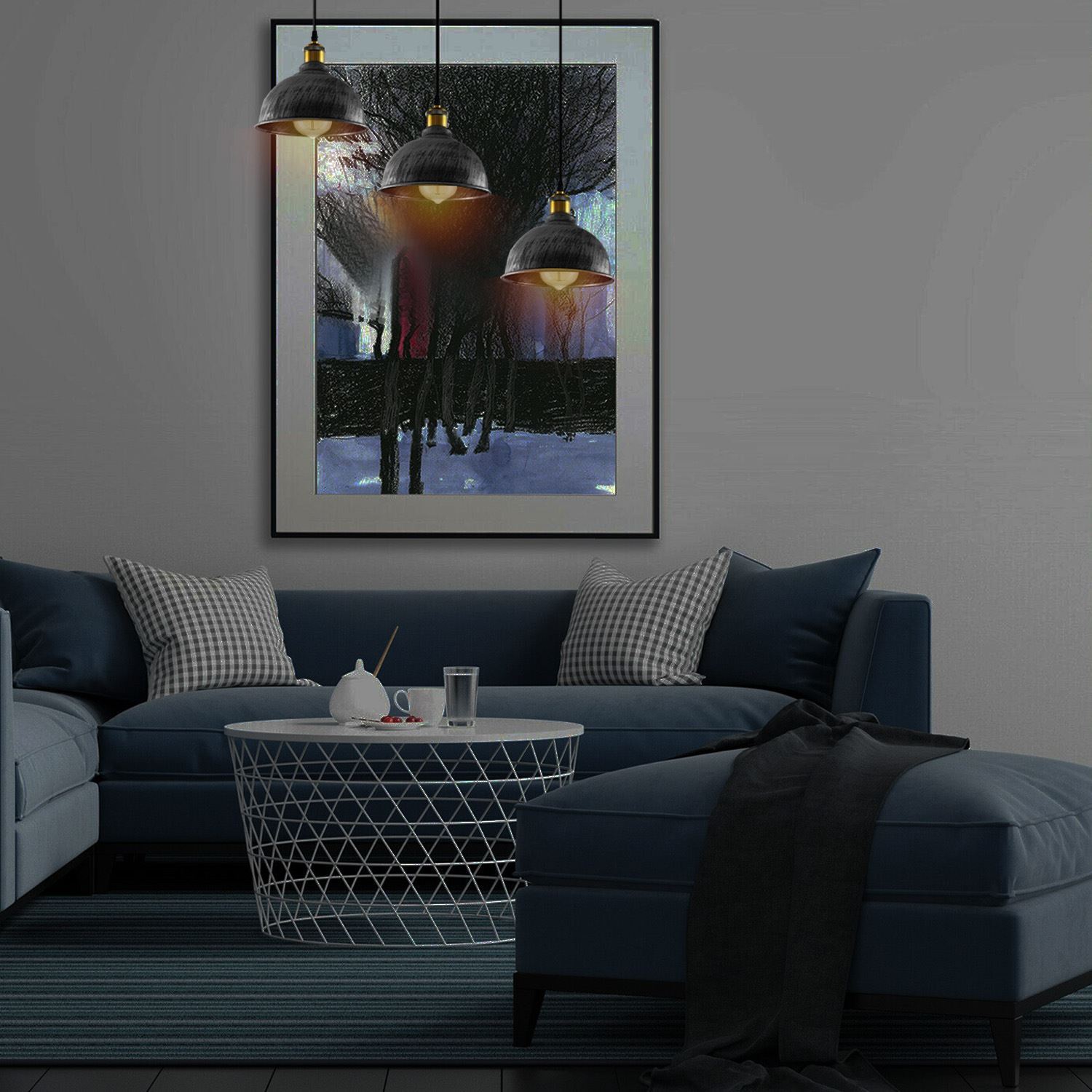 Vintage Industrial Brushed Copper Indoor Hanging Adjustable Pendant with three light shades and adjustable cables, showcasing its elegant design.