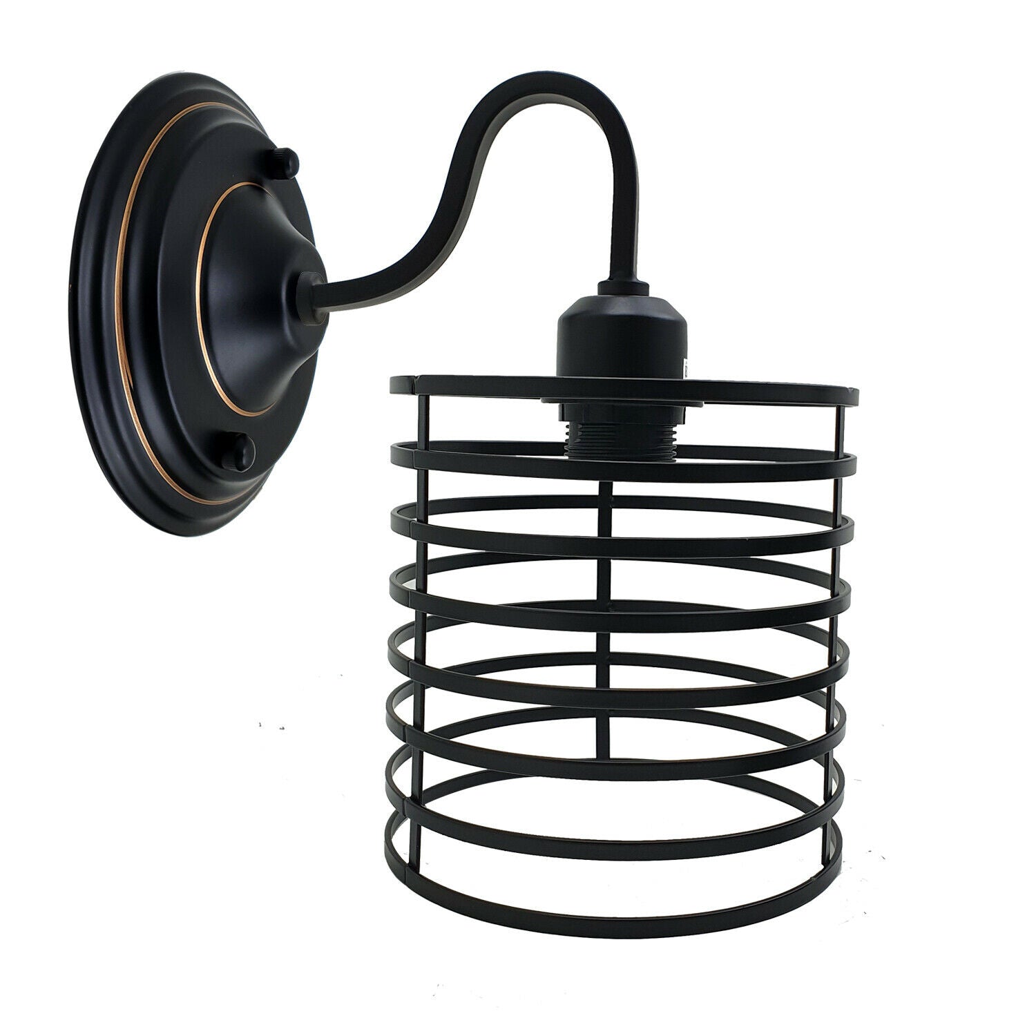 Vintage Industrial E27 Base Wall Light Sconce Lamp with metal cage design, perfect for rustic home decor.