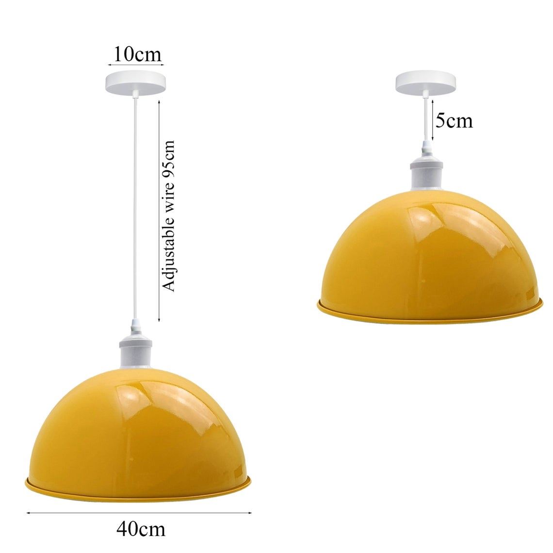 Vintage Industrial Metal Ceiling Pendant Dome Shade in yellow, showcasing its dome design and metal finish, ideal for modern home decor.
