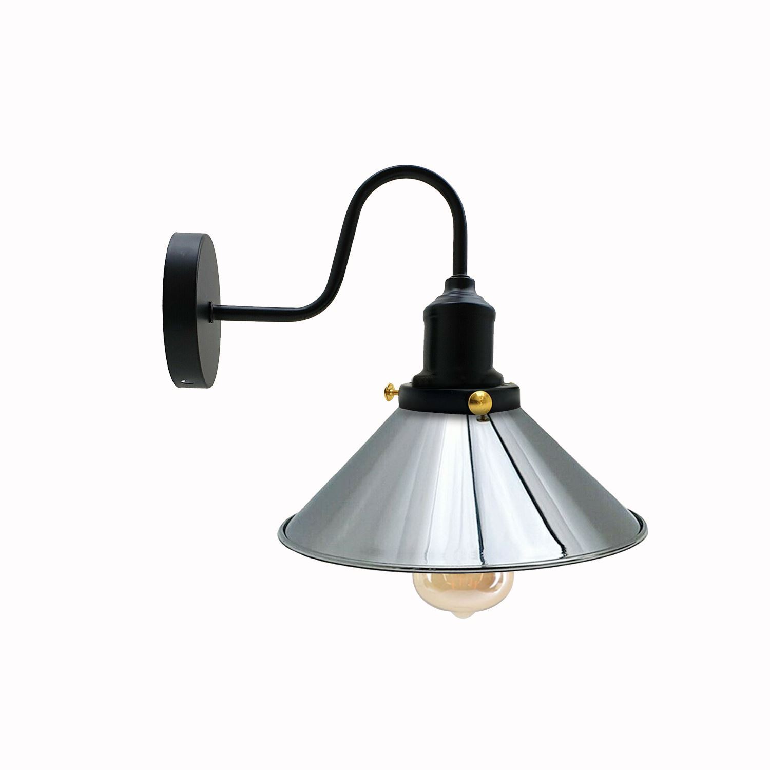 Vintage Industrial Metal Cone Shade Wall Sconce Light in various colors, showcasing rustic elegance and modern design.