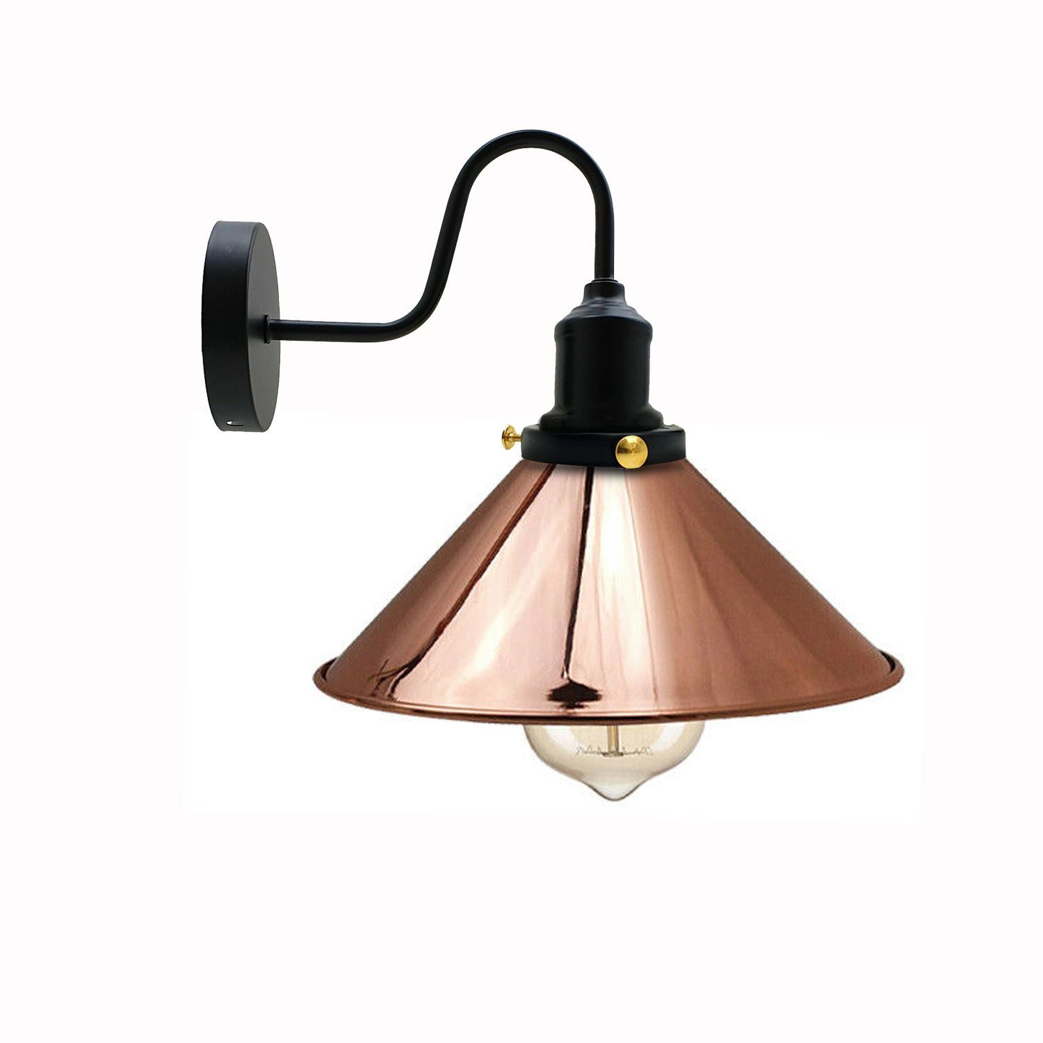 Vintage Industrial Metal Cone Shade Wall Sconce Light in various colors, showcasing rustic elegance and modern design.