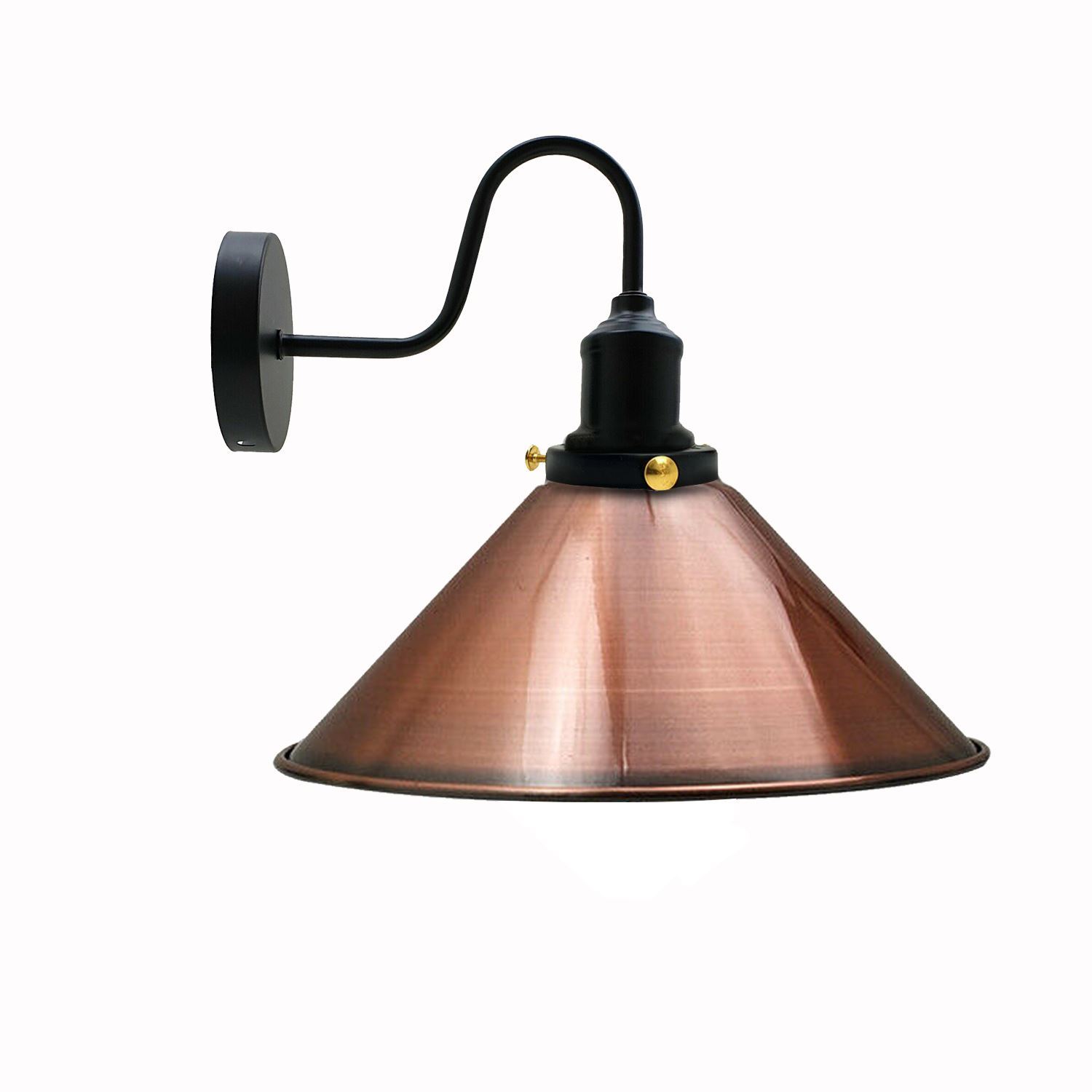 Vintage Industrial Metal Cone Shade Wall Sconce Light in various colors, showcasing rustic elegance and modern design.