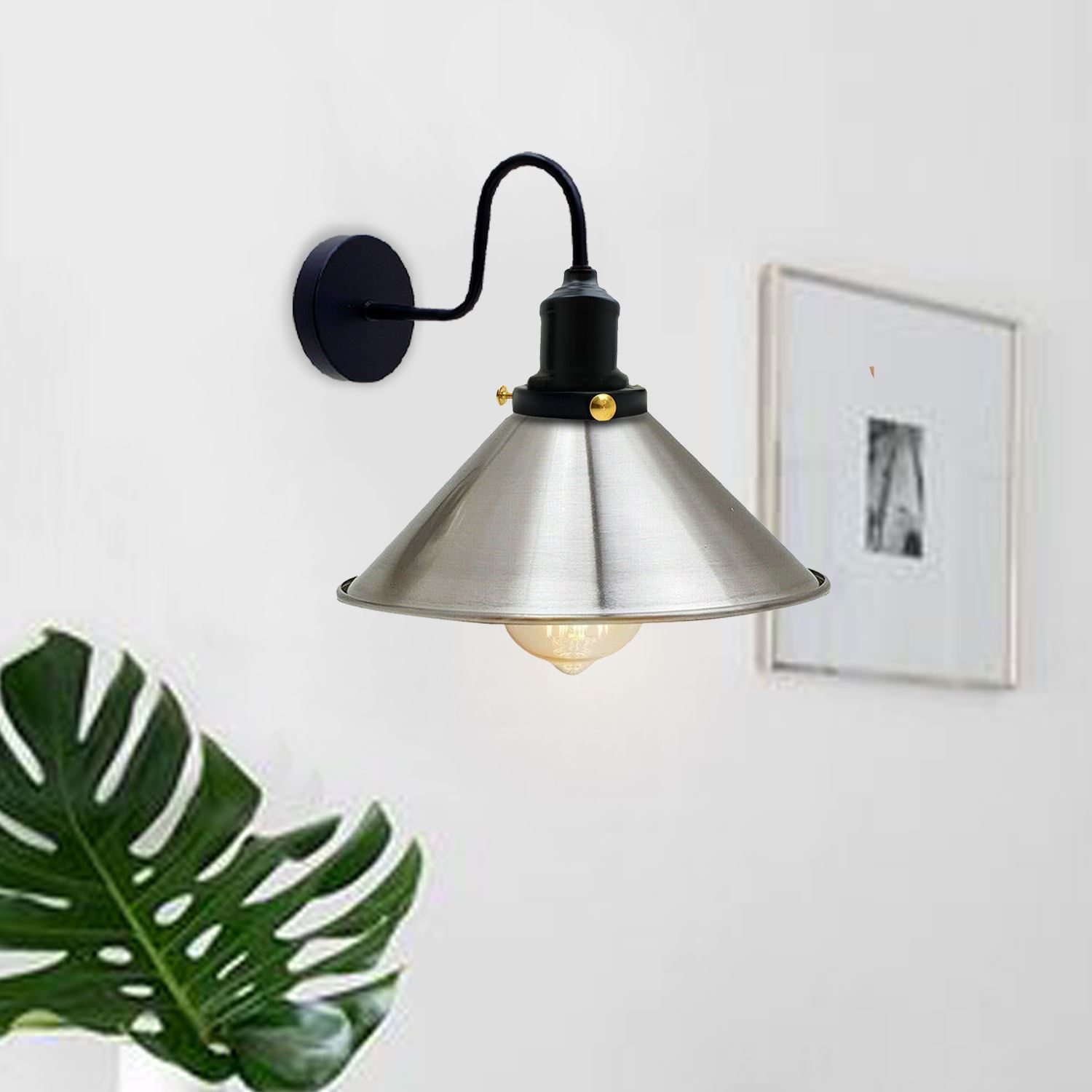 Vintage Industrial Metal Cone Shade Wall Sconce Light in various colors, showcasing rustic elegance and modern design.