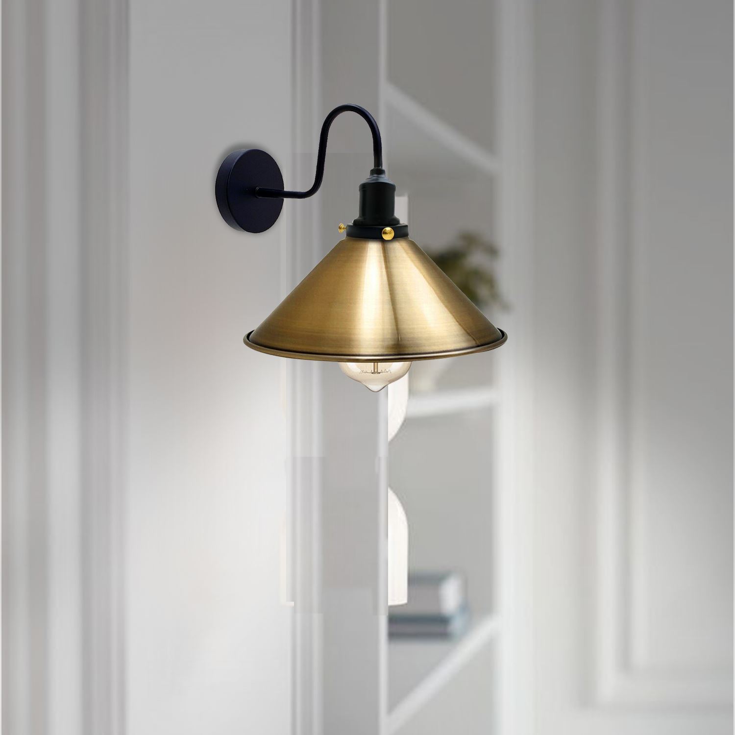 Vintage Industrial Metal Cone Shade Wall Sconce Light in various colors, showcasing rustic elegance and modern design.