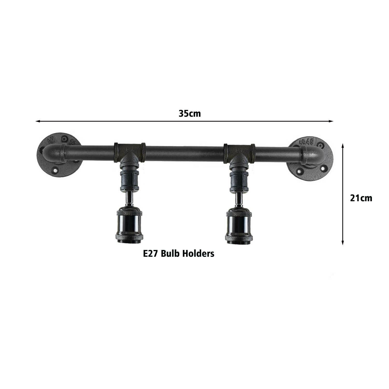 Vintage Industrial Pipe Light showcasing rustic steampunk design with galvanized iron finish, perfect for wall mounting in various indoor spaces.