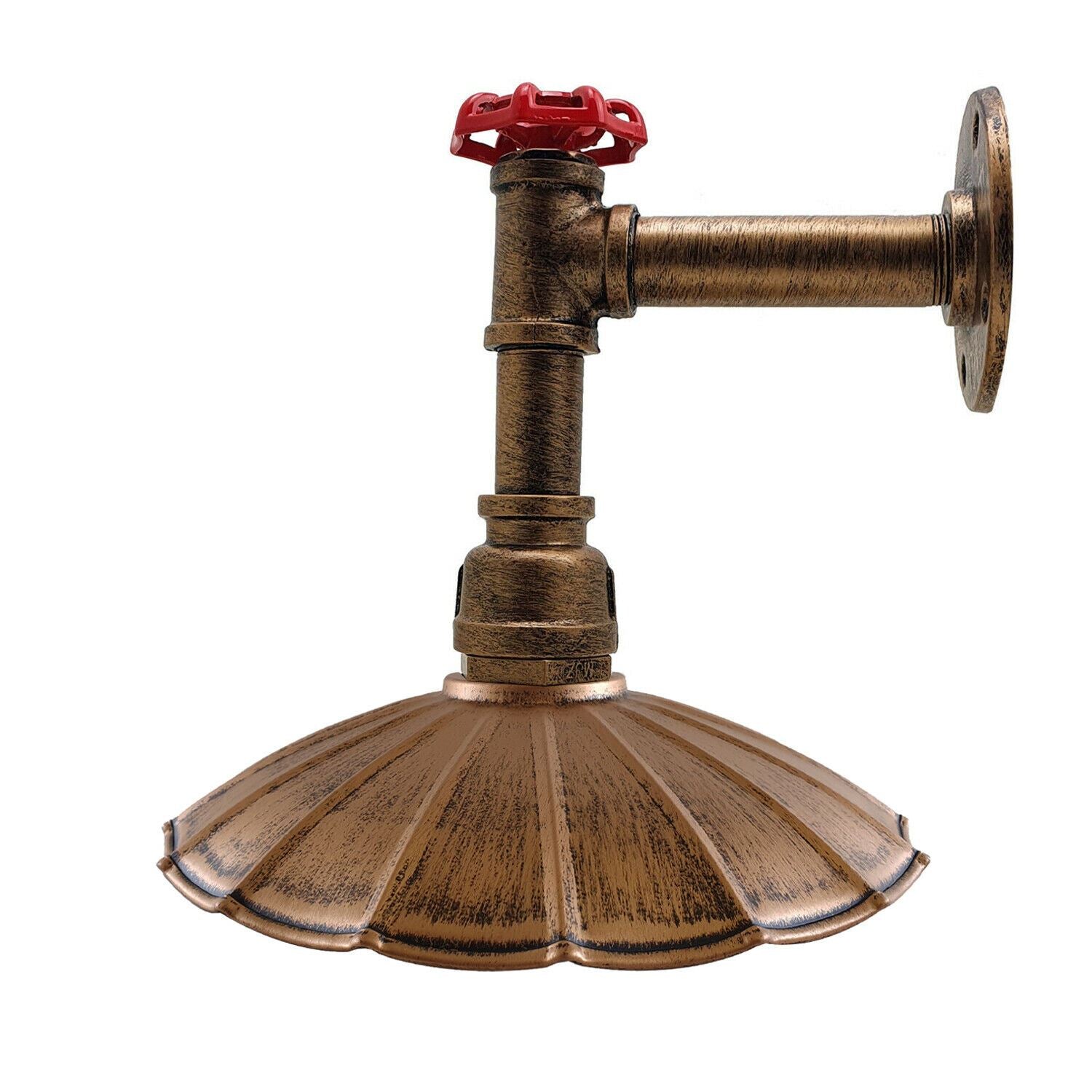 Vintage Industrial Pipe Wall Sconce with Umbrella Shade, showcasing a retro design and premium metal construction.