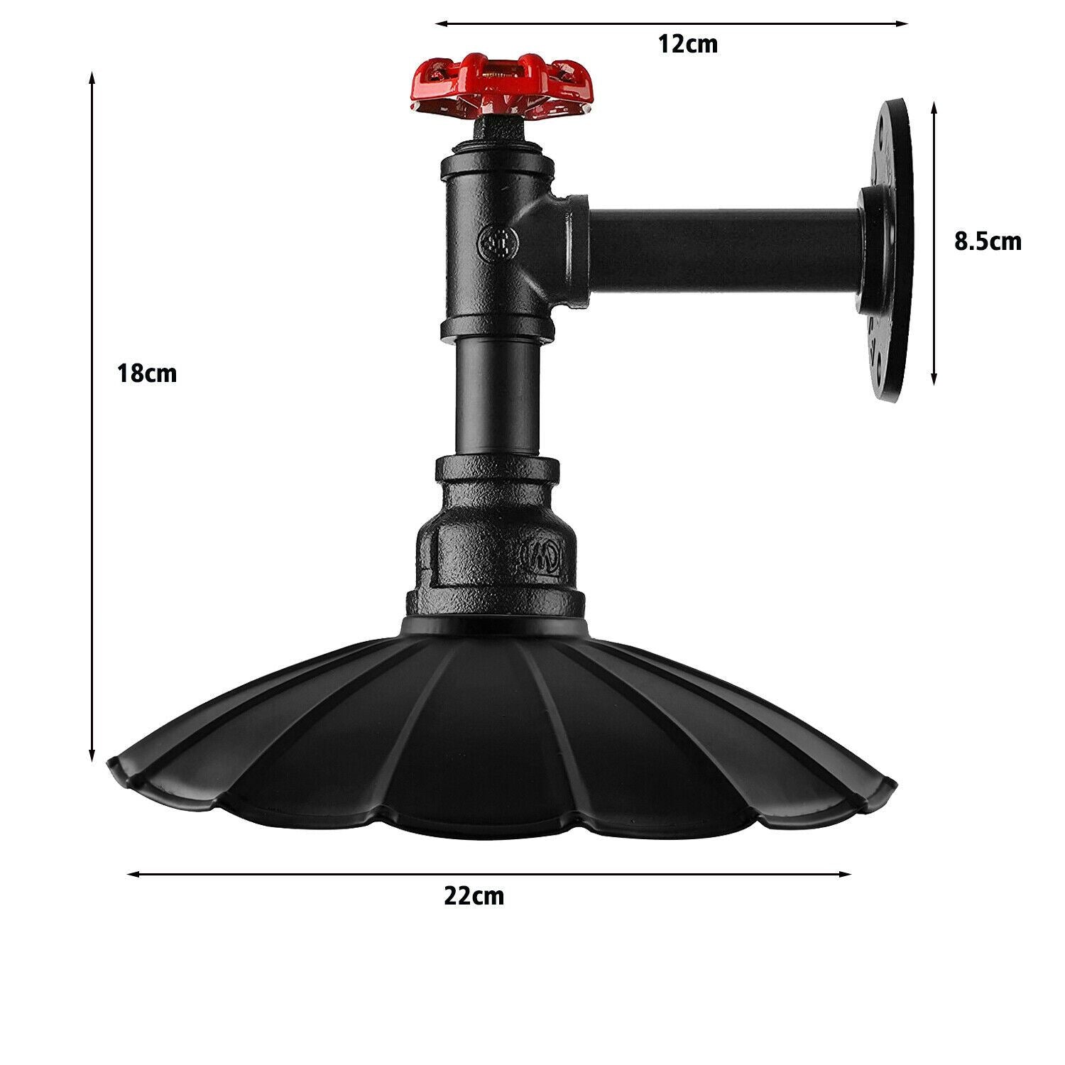 Vintage Industrial Pipe Wall Sconce with Umbrella Shade, showcasing a retro design and premium metal construction.