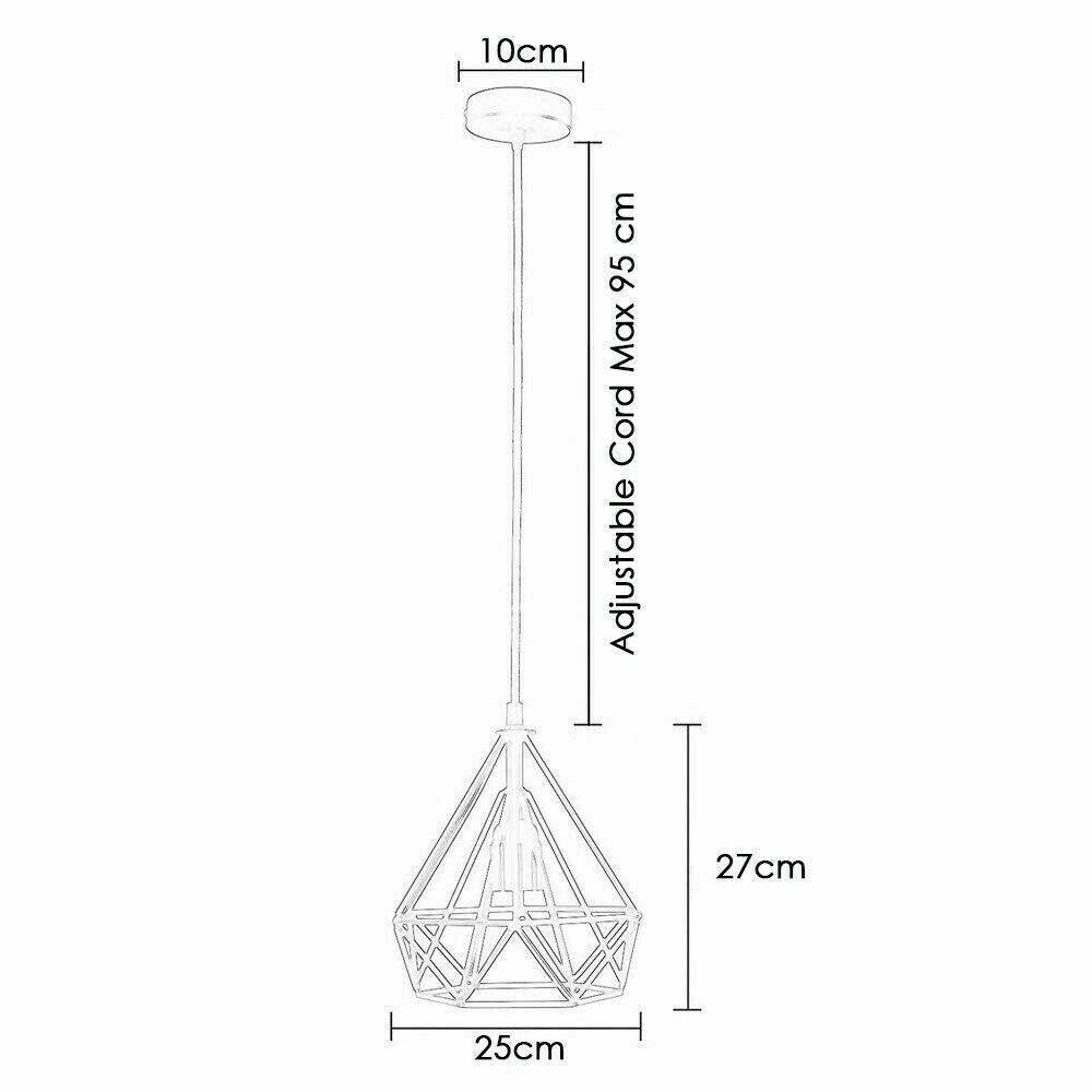 Vintage Industrial Retro Hanging Ceiling Lamp with metal wire design, adjustable cable, and E27 holder, suitable for various interior styles.