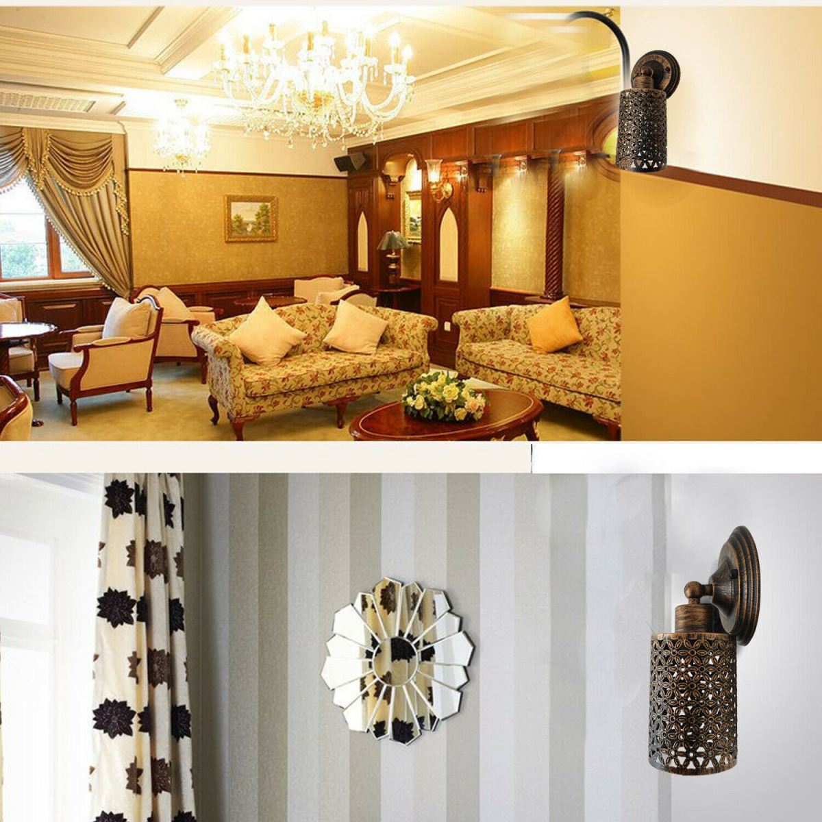 Vintage Industrial Retro Loft Brushed Copper Wall Light with wire cage design, showcasing rustic charm and elegant craftsmanship.